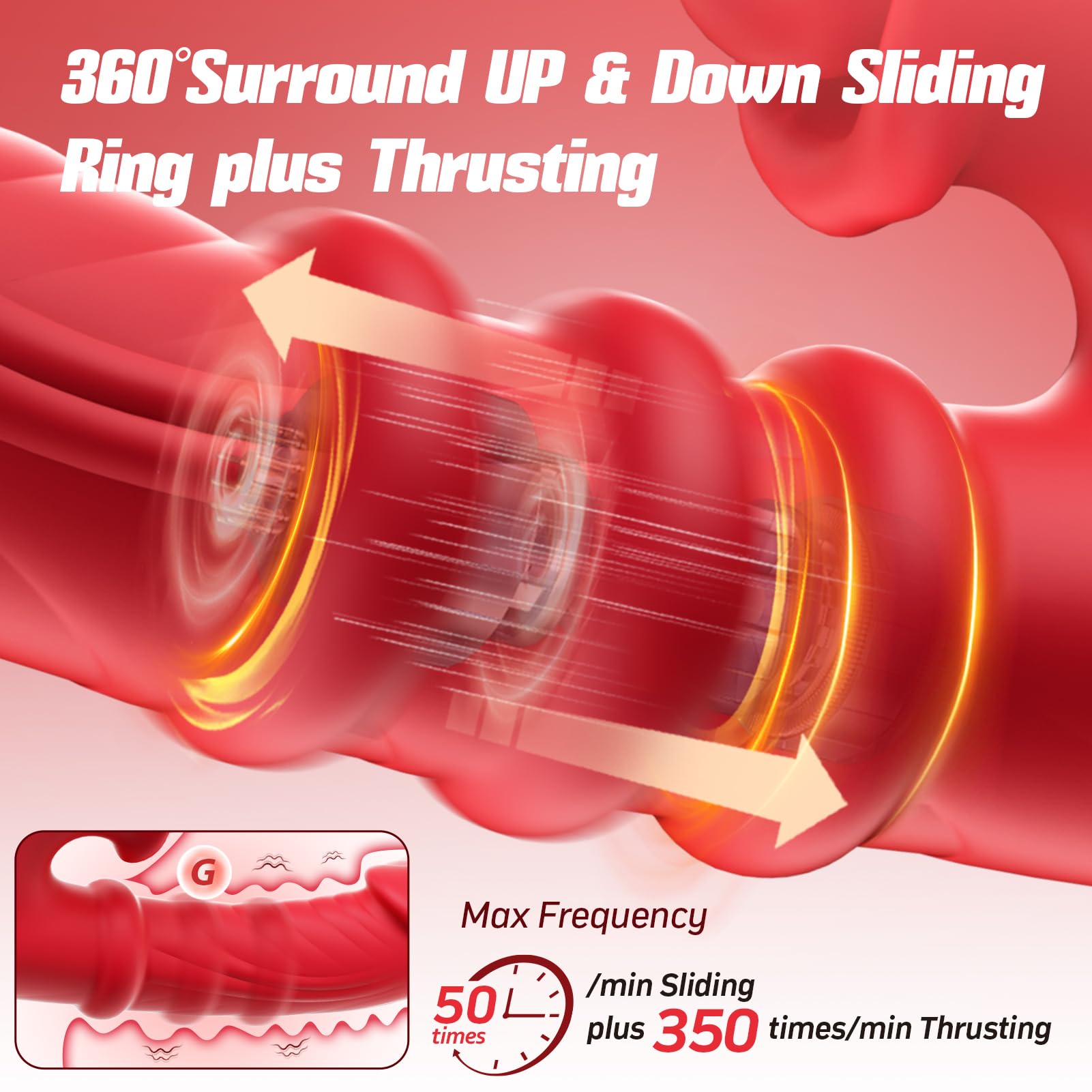 4-in-1 Thrusting Vibrator with Sliding Ring - 7 Speed G-Spot Stimulation, Quiet & Waterproof Silicone Dildo - Ergonomic Design for Women with 10 Licking and Vibration Modes - Adult Sex Toys