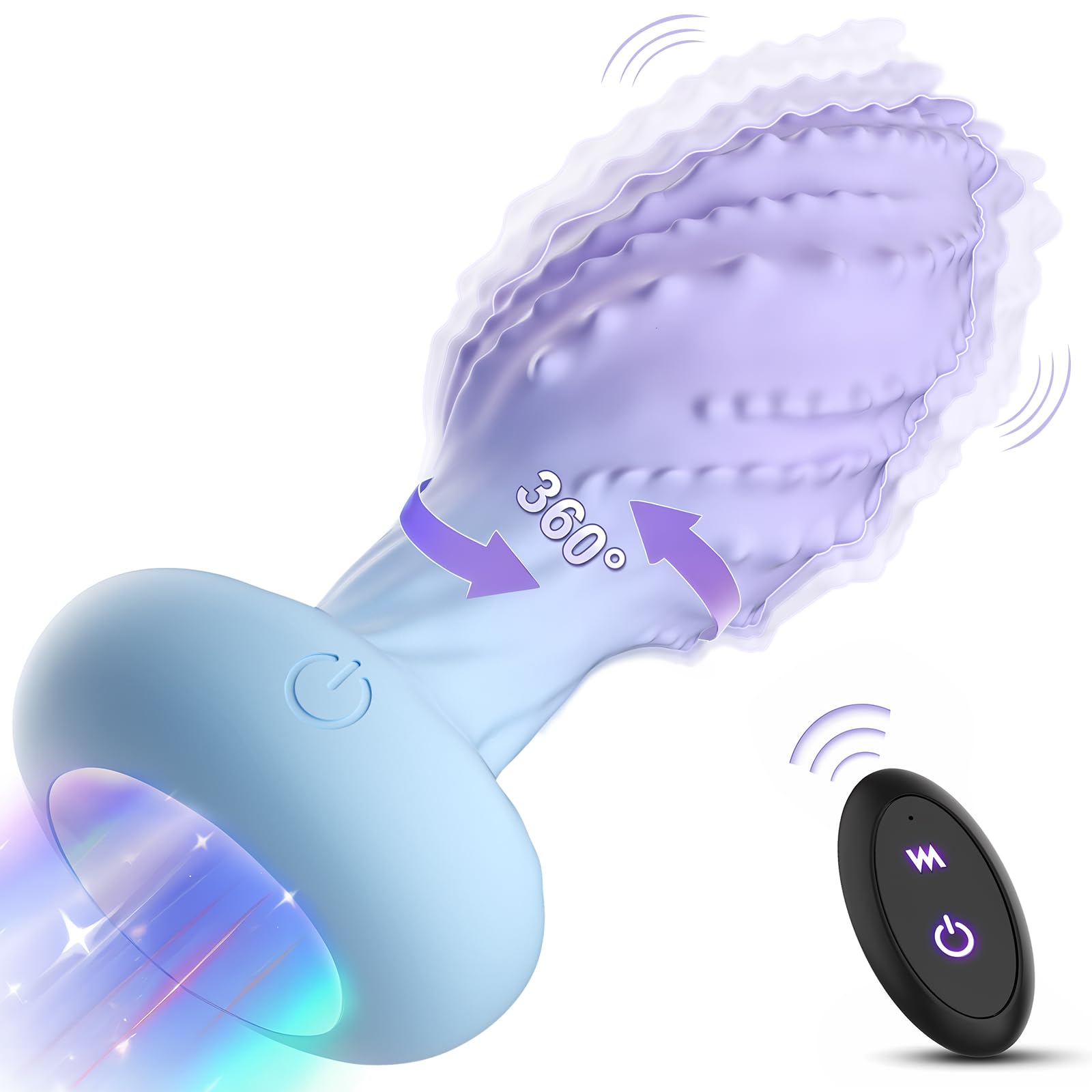 360° Rotating Vibrating Anal Plug for Women – Remote Control, 10 Vibration Modes, Illuminated Fantasy Texture – Ultimate Sensational Anal Experience