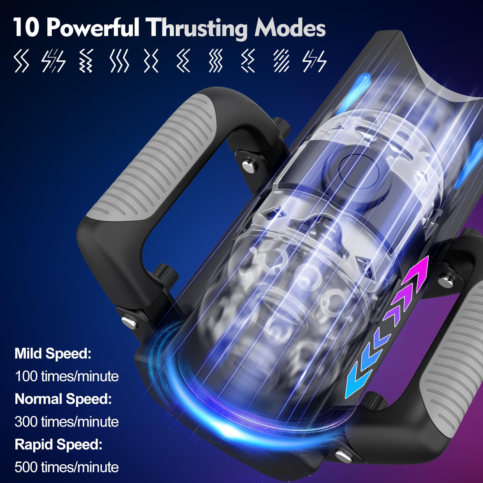USB Rechargeable Male Masturbator - 12cm Insertion, 10 Vibration Modes, Soft 3D Texture, Adjustable Sleeve, & Folding Handle - Ultimate Pocket Pussy for Targeted Pleasure