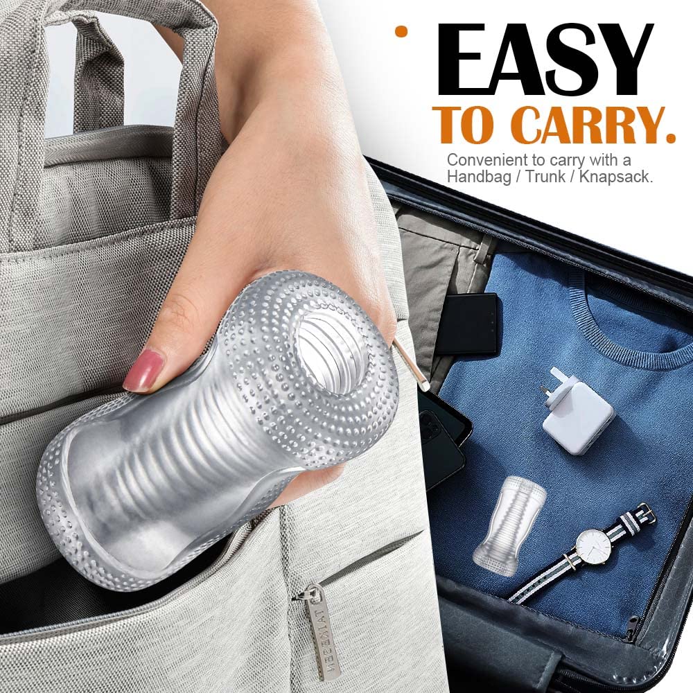 High-Quality Manual Suction Male Stroker - Flexible TPE Pocket Pussy with Spiral Texture - Waterproof, Easy-to-Clean Male Masturbator - Ideal Sex Toy for Men