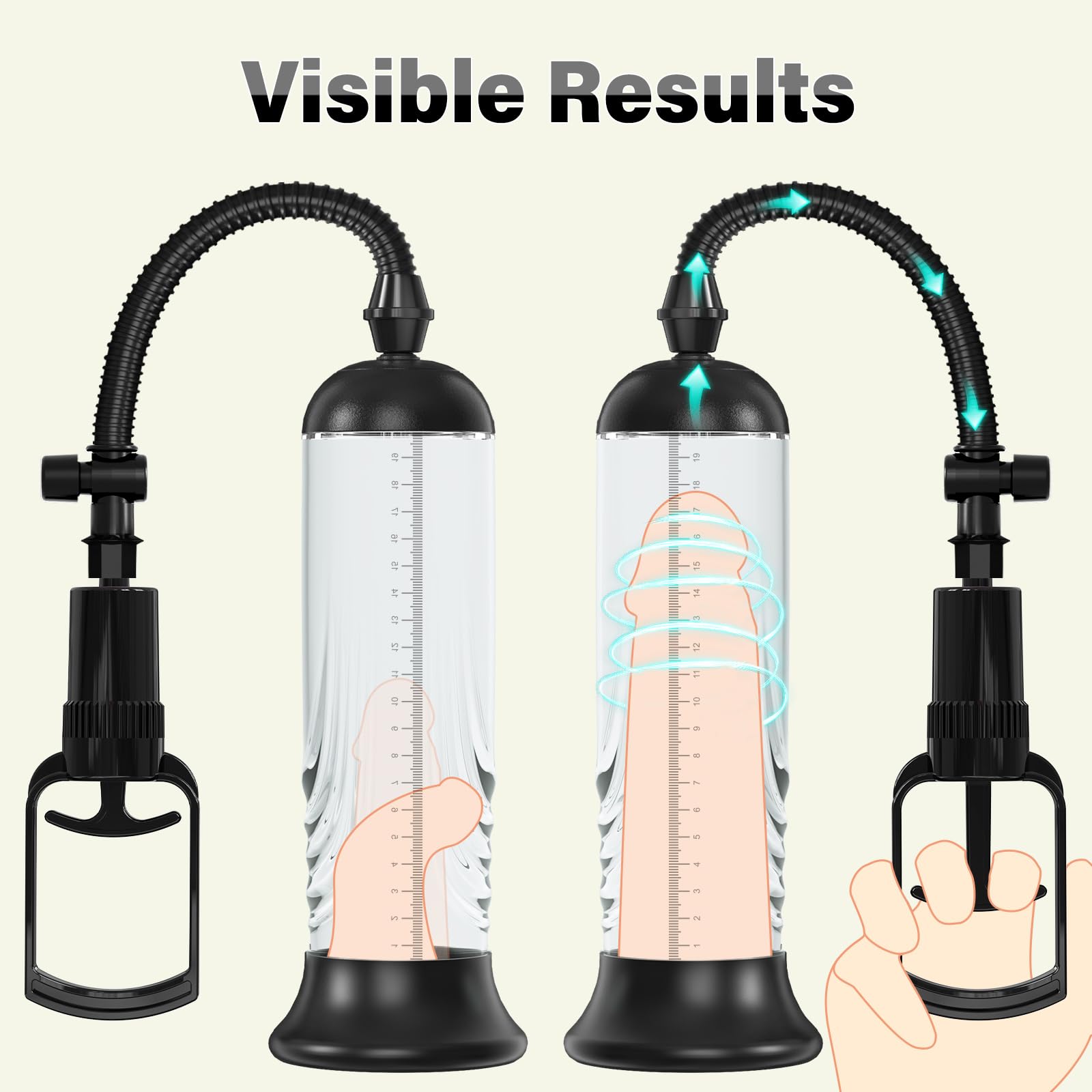 Enhanced Manual Penis Vacuum Pump for Enlargement and Extension - Safe Adult Male Sex Toy with 3 Silicone Suction Sleeves for Optimal Performance and Pleasure.