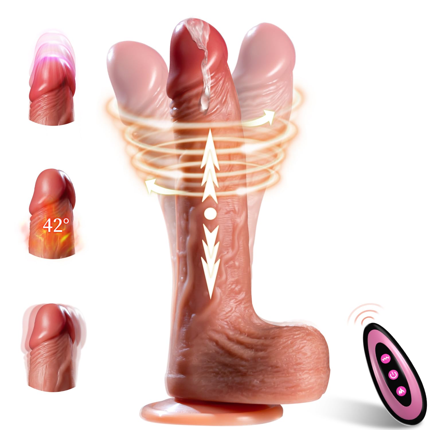 6-in-1 Realistic Dildo Vibrator for Women - Thrusting & Heating, Strong Suction Cup, Waterproof, Remote Control, Multiple Vibration Modes for Ultimate Pleasure