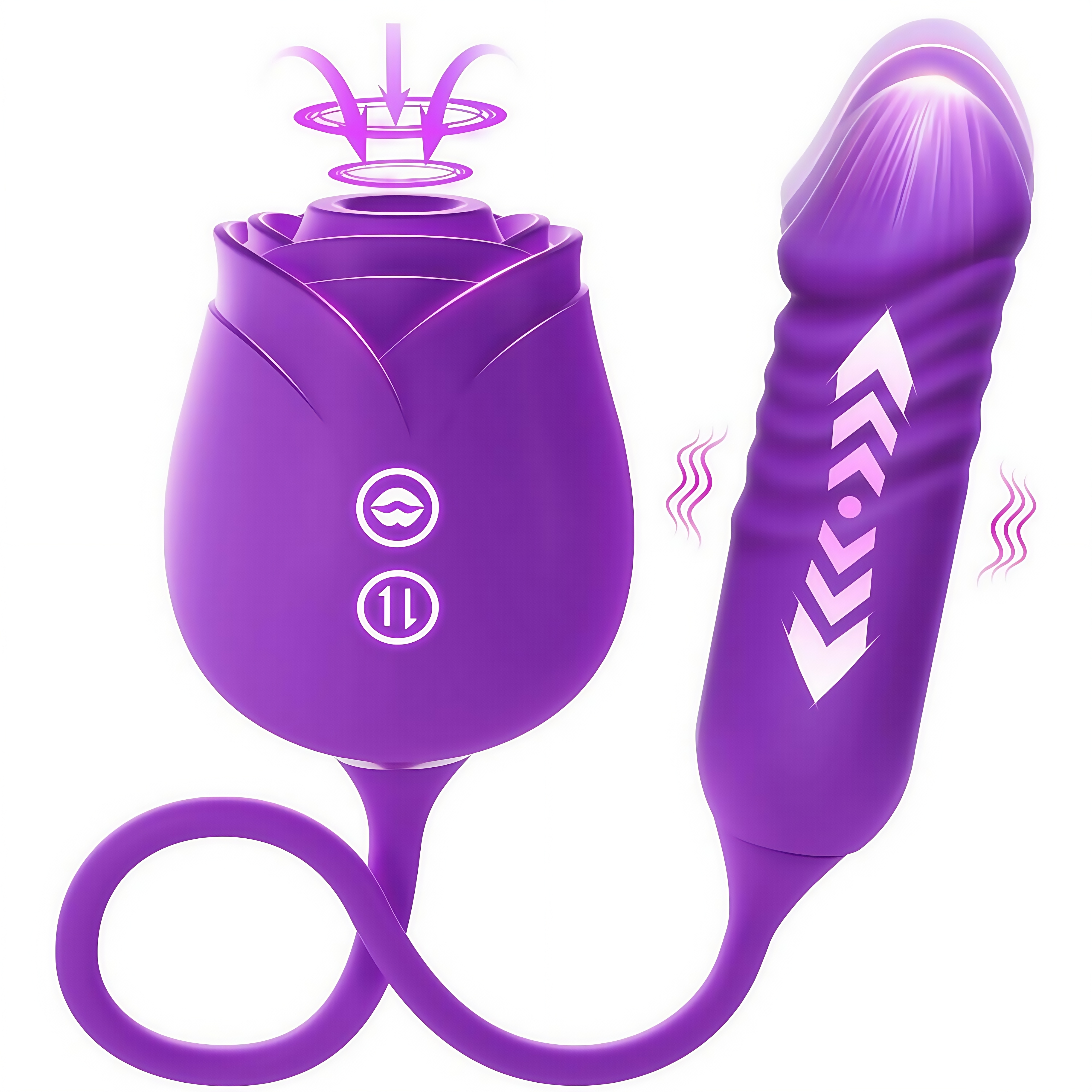 Upgraded 6-Inch Rose Vibrator Dildo with Suction and Vibration - 10 Functions, G-Spot Stimulator, Body-Safe Silicone, Waterproof & Rechargeable Adult Toy for Women