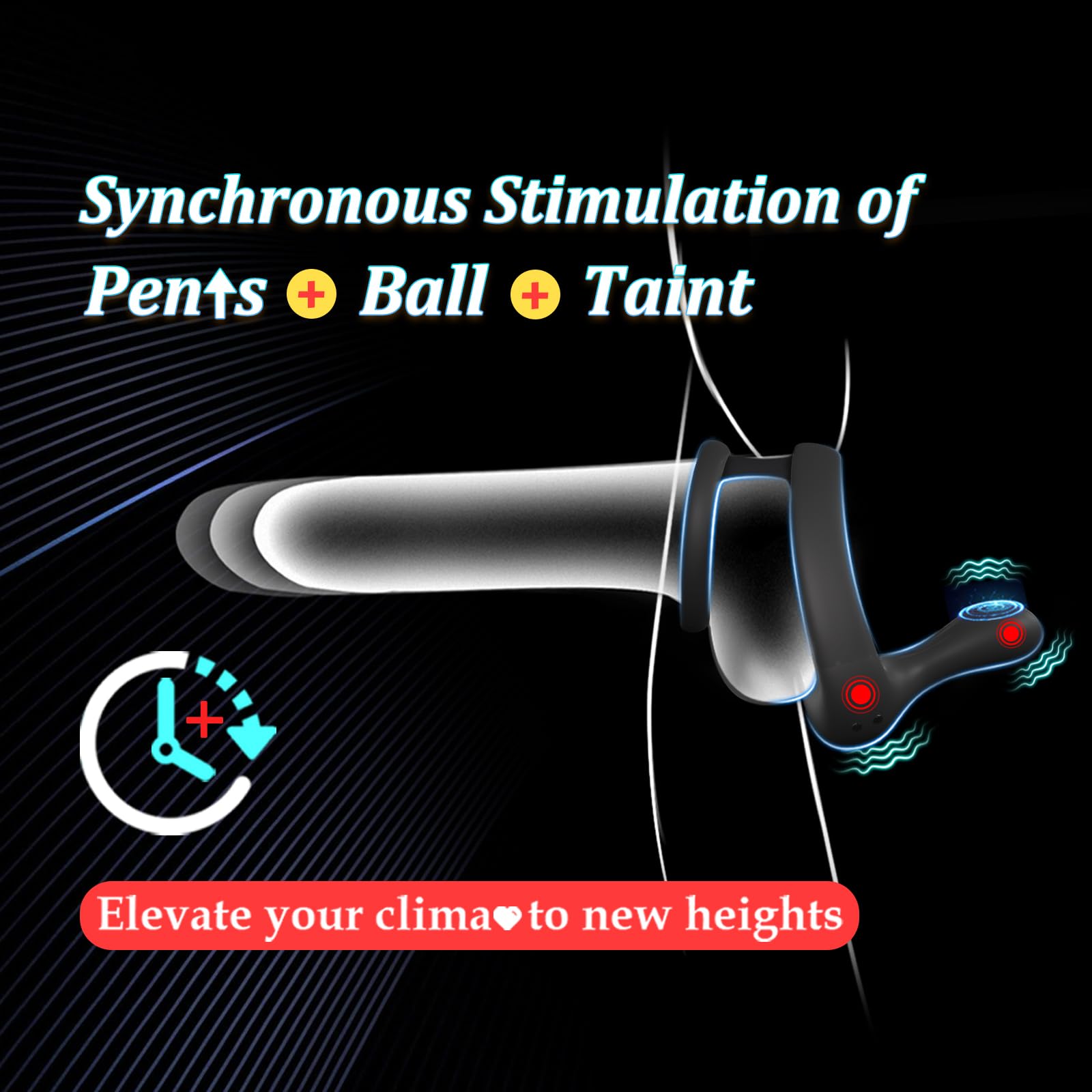 3-in-1 Vibrating Silicone Cock Ring with Dual Motors - Pleasure Stimulator for Couples - 9 Intense Vibration Modes - Comfortable & Safe Male Sex Toy