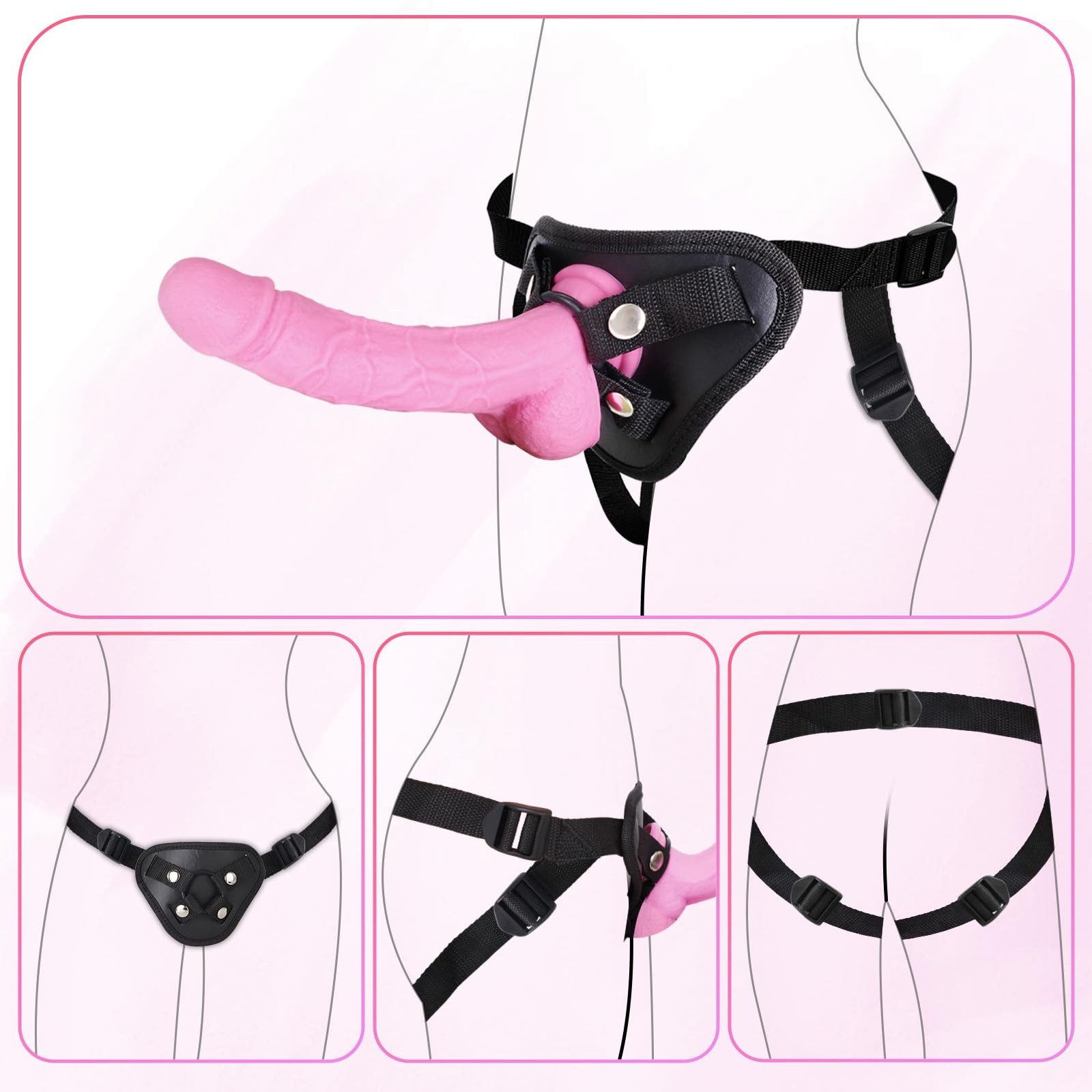 Comfort Adjustable Wearable Strap-On Dildo with Harness for Couples and Lesbians - Soft Silicone, Waterproof, G-Spot and Anal Stimulation - Removable Design for Versatile Pleasure