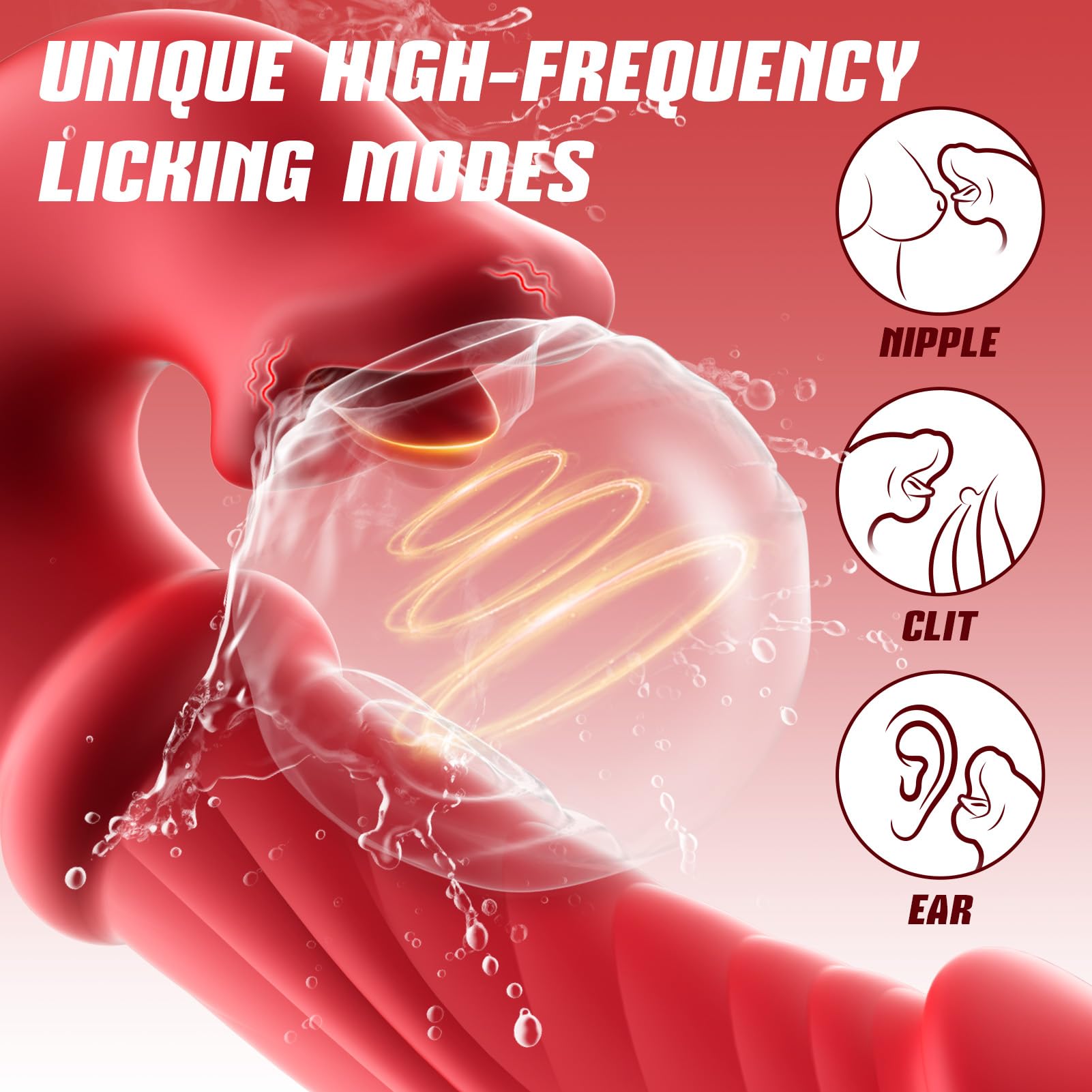 4-in-1 Thrusting Vibrator with Sliding Ring - 7 Speed G-Spot Stimulation, Quiet & Waterproof Silicone Dildo - Ergonomic Design for Women with 10 Licking and Vibration Modes - Adult Sex Toys