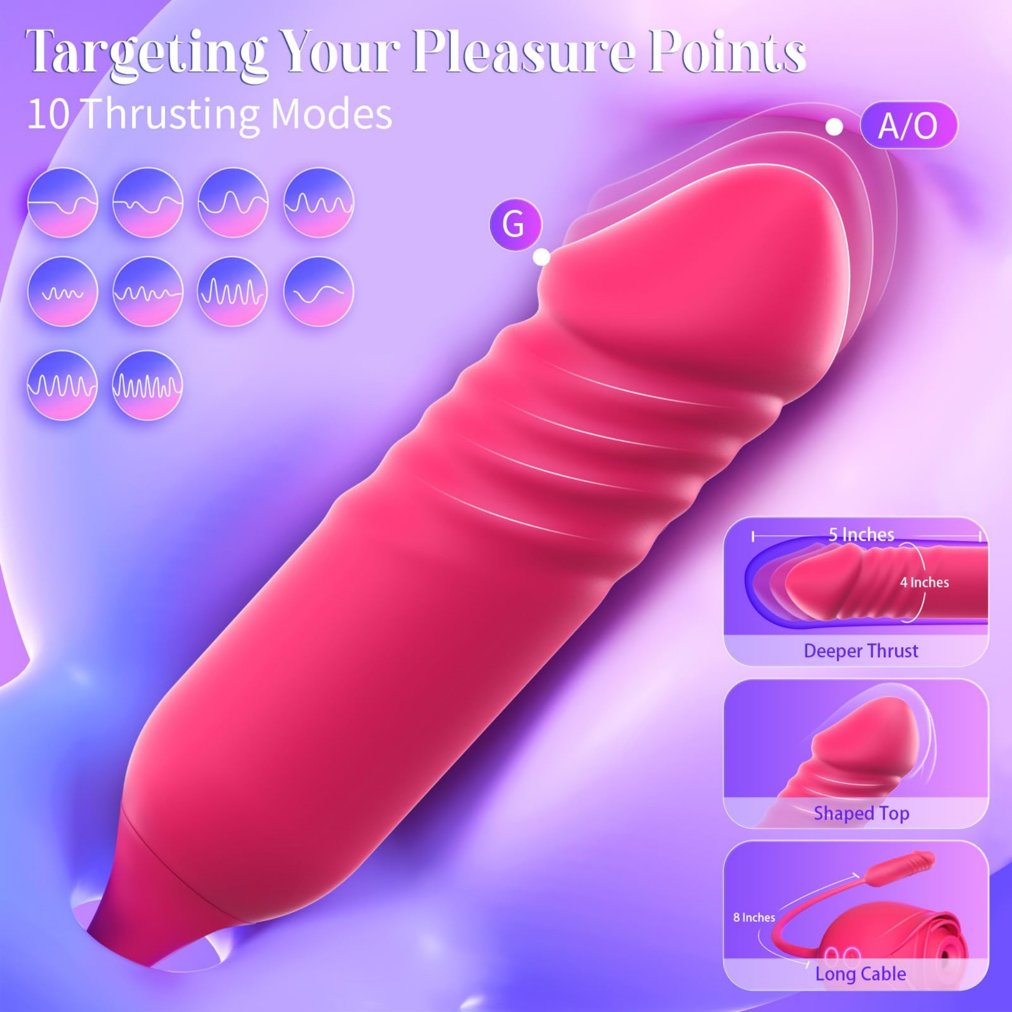 Upgraded 6-Inch Rose Vibrator Dildo with Suction and Vibration - 10 Functions, G-Spot Stimulator, Body-Safe Silicone, Waterproof & Rechargeable Adult Toy for Women