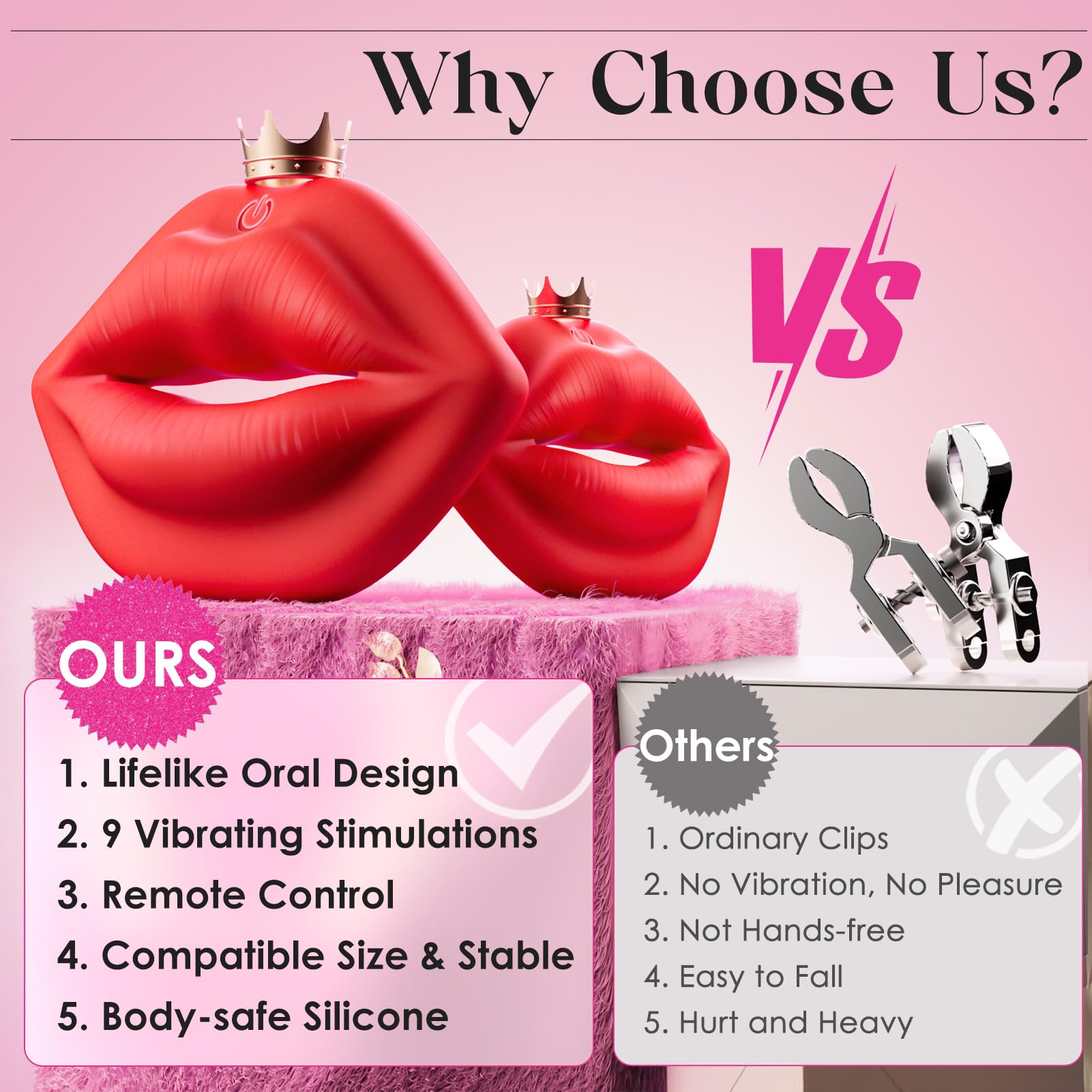 Waterproof Vibrating Nipple Clamps - Silicone BDSM Toys for Women & Couples, Body-Safe Portable Pleasure Enhancer for Intimate Play and Discreet Fun