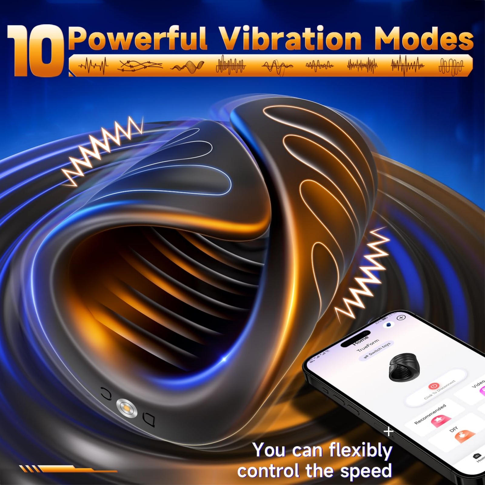 Adjustable Male Masturbator - 10-Vibration Functions, Fleshlight-Style Penis Trainer, Waterproof Silicone Design, USB Rechargeable, Ideal for Solo Pleasure