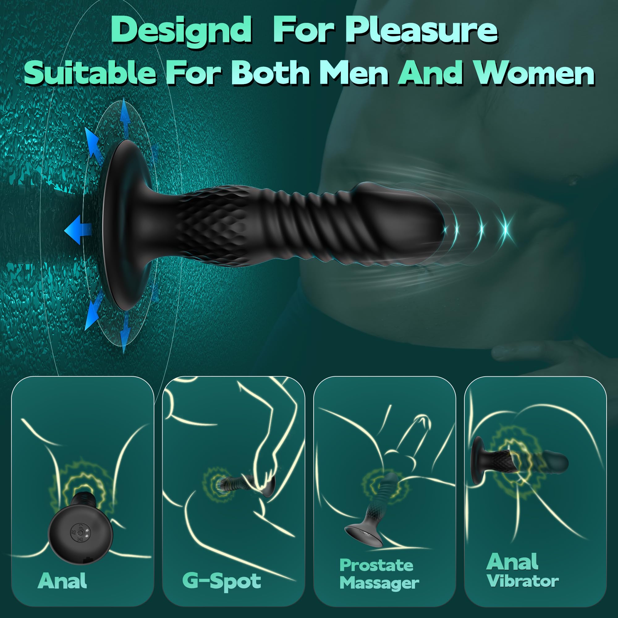 Rechargeable Waterproof Prostate Massager & Remote Control Vibrating Anal Plug - Powerful G-Spot Stimulator for Men, Couples & Women - Thrusting Design for Ultimate Anal Pleasure