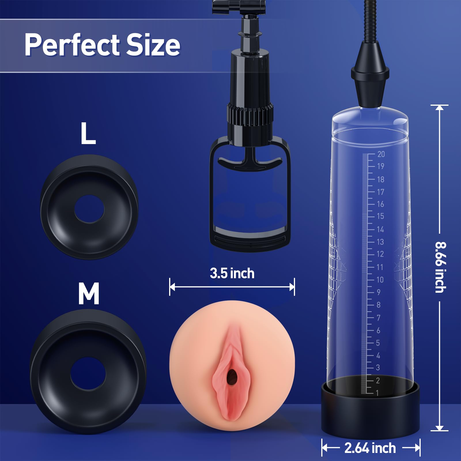 Manual Vacuum Penis Pump for Instant Size Enhancement | Safe and Effective Adult Sex Toy with Ergonomic Handle, Transparent Design, and Release Valve | Durable and Skin-Friendly Penis Extender