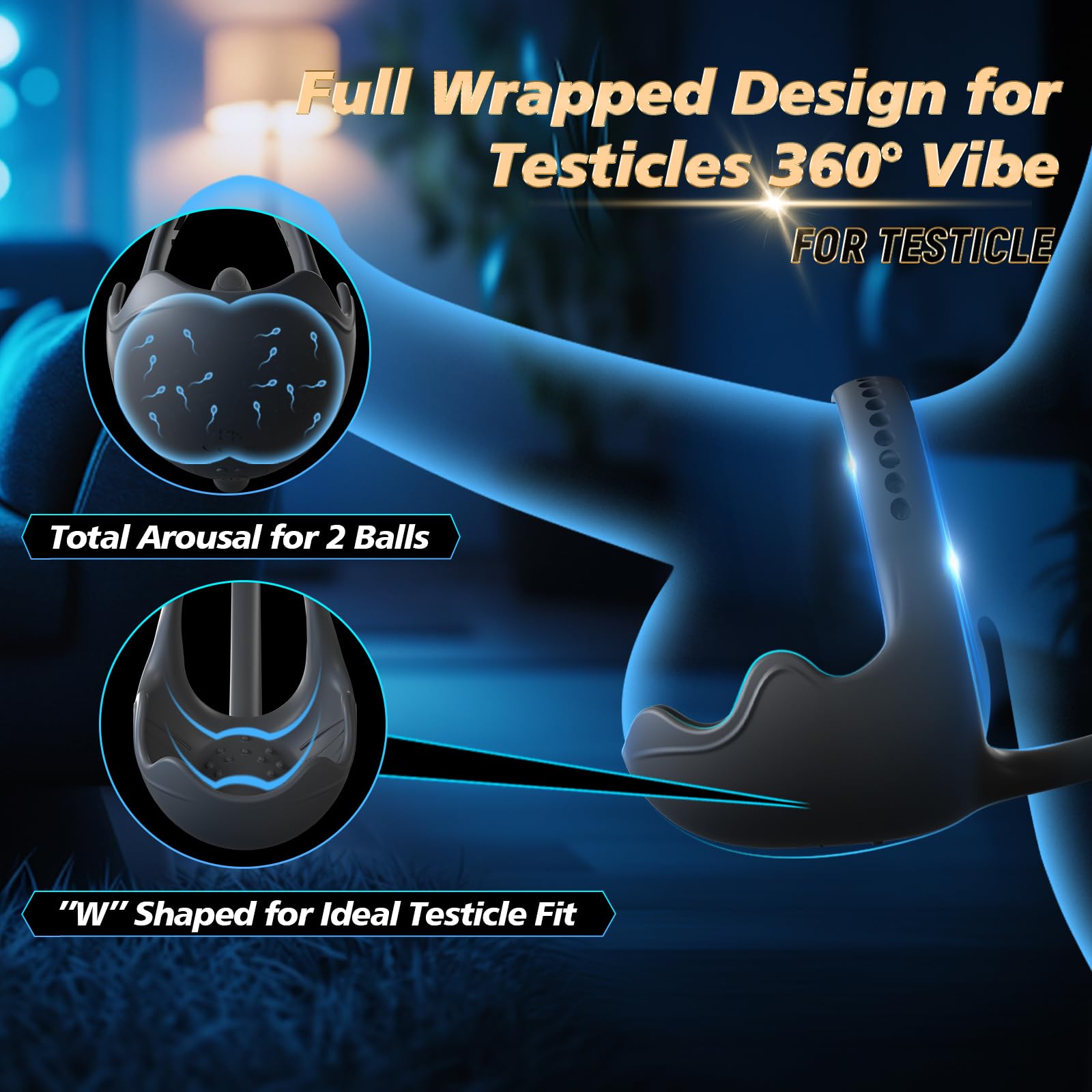 Remote Control Adjustable Vibration Cock Ring & Testicle Stimulator - Prostate Massager with 360° Full Coverage Design, Dual Motors, & 10 Intense Vibration Modes for Ultimate Pleasure