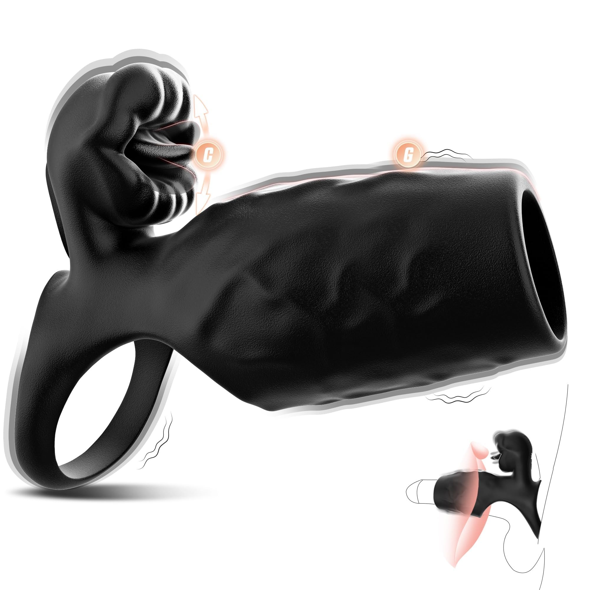 Vibrating Cock Ring & Penis Sleeve - Dual Motor Male Sex Toy for Couples | 360° Vibration with 9 Powerful Stimulation Modes | Ultimate Pleasure & Penis Extender