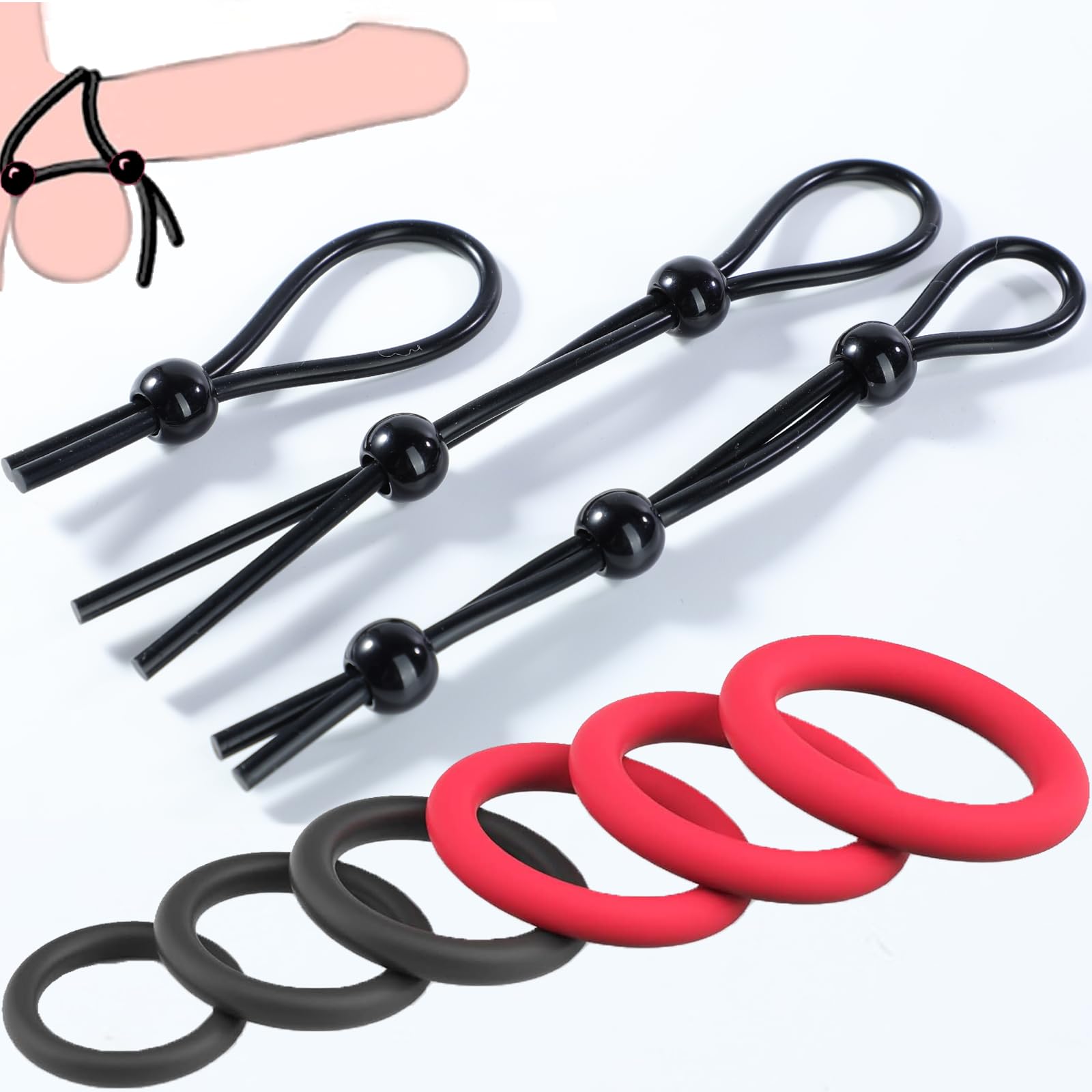Enhanced Pleasure Adjustable Penis Ring Set for Men - 9PCS Silicone Cock Rings for Optimal Erection, Perfect for Couples and Solo Play, Ultra-Soft Comfort for All Sizes