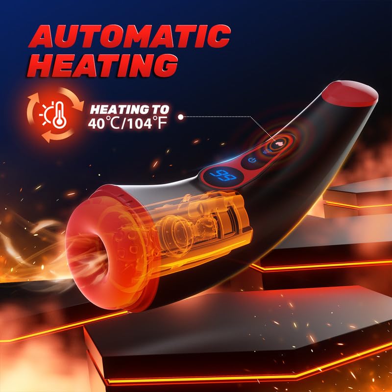 Men's Masturbator - 3D Textured Sleeve Adult Toy with 9 Vibration & 9 Suction Modes, Heating to 104°F (40°C), LCD Display & Touch Controls, Easy Clean Fleshlight Penis Pump for Ultimate Male Pleasure