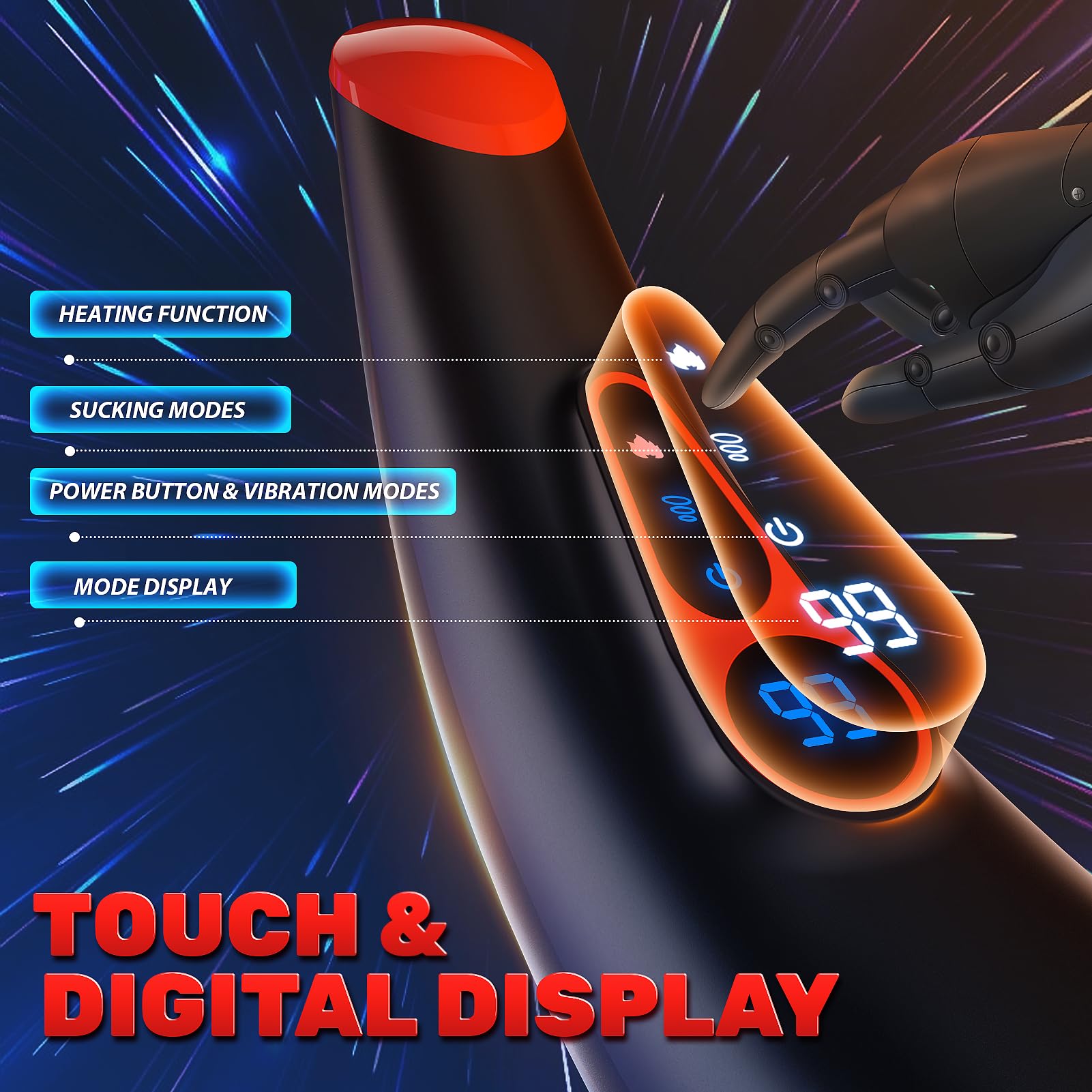 Men's Masturbator - 3D Textured Sleeve Adult Toy with 9 Vibration & 9 Suction Modes, Heating to 104°F (40°C), LCD Display & Touch Controls, Easy Clean Fleshlight Penis Pump for Ultimate Male Pleasure