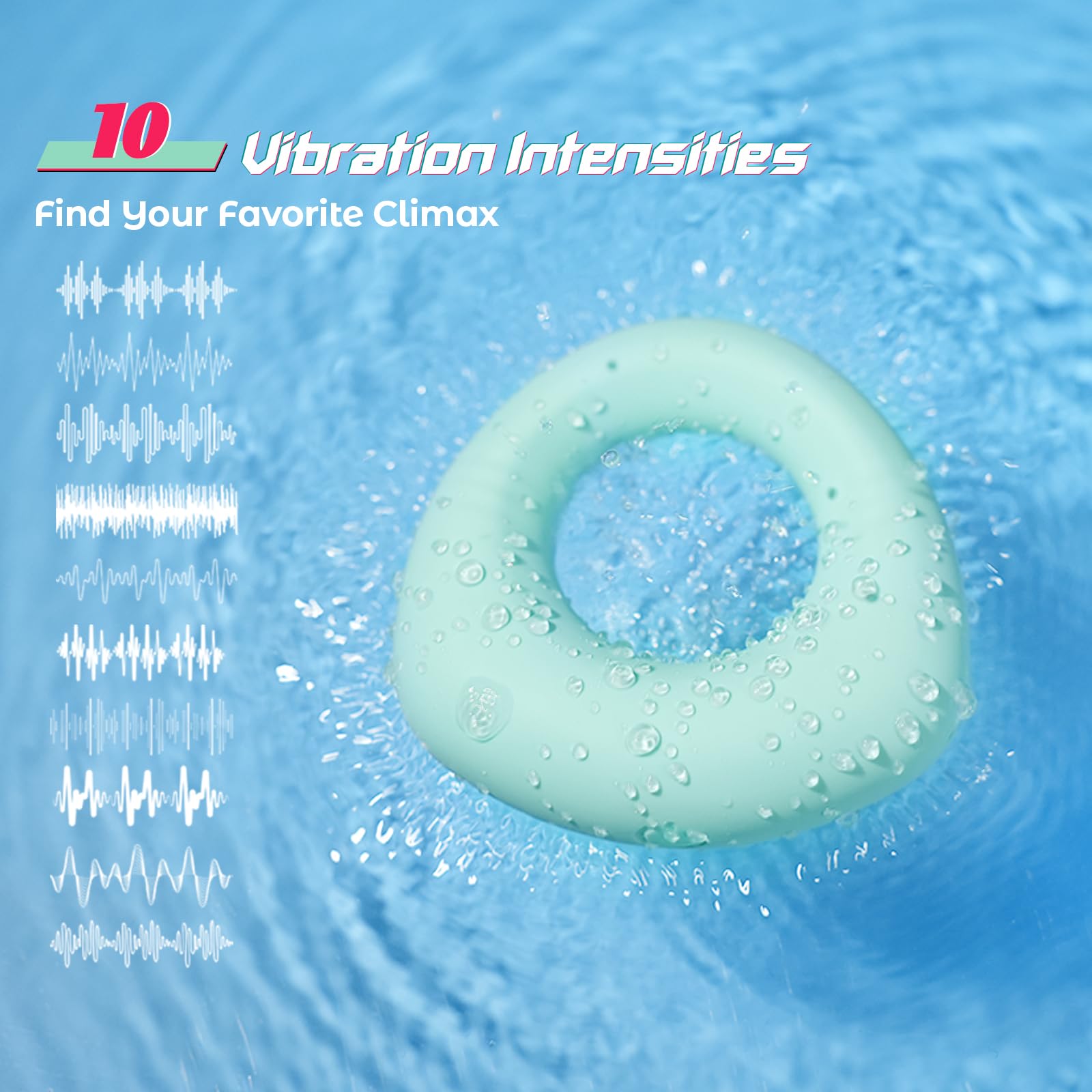 Ultra Soft Mint Green Liquid Silicone Vibrating Cock Ring - 009LB | 10 Powerful Vibration Modes | Flexible Design for Couples | Elevate Intimacy and Foreplay | Ideal Men's Pleasure Toy
