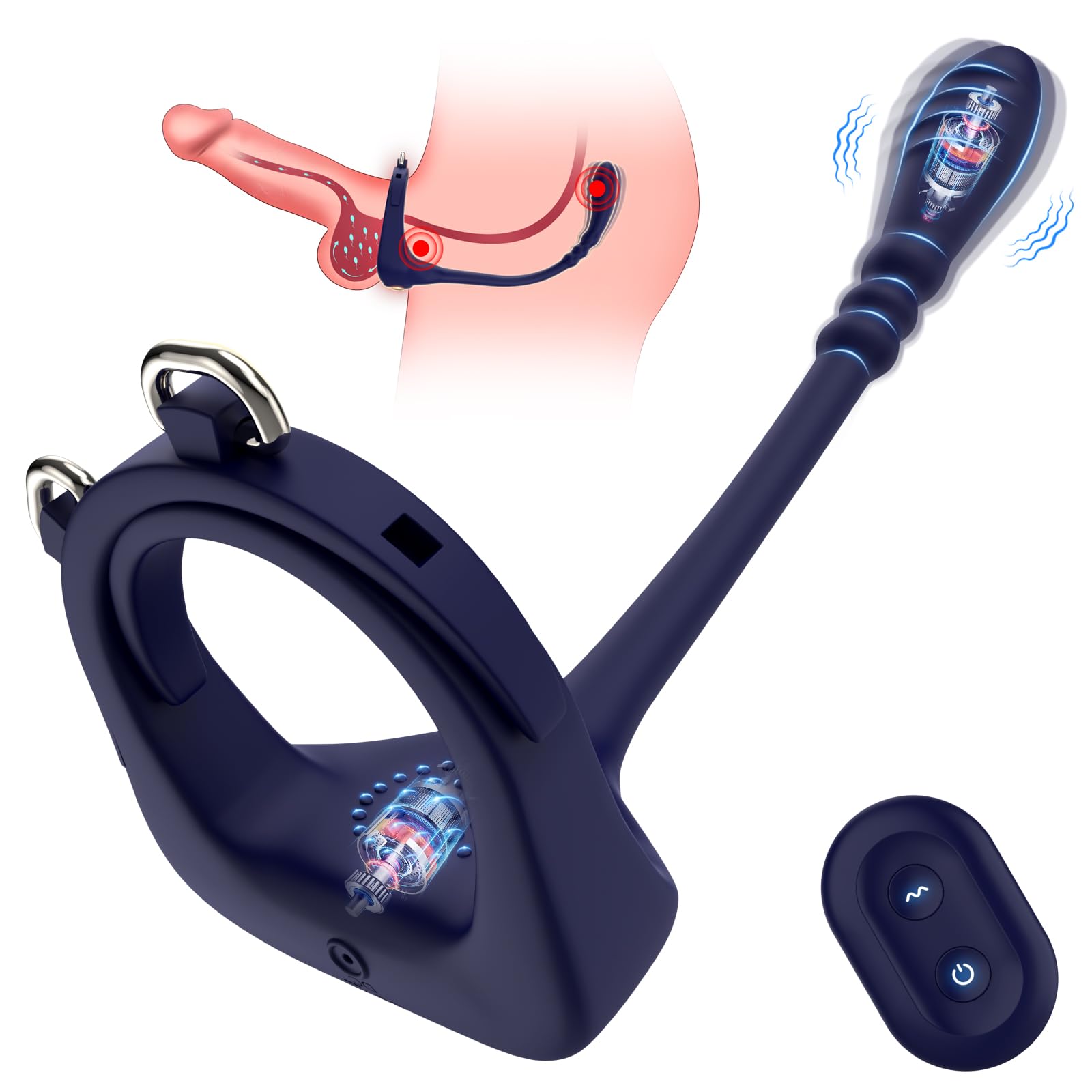 Ultimate 3-in-1 Prostate Massager: Vibrating Butt Plug, Anal Beads & Adjustable Silicone Cock Ring - Powerful Waterproof Vibrating Bullet - USB Rechargeable G-Spot Vibrator for Couples
