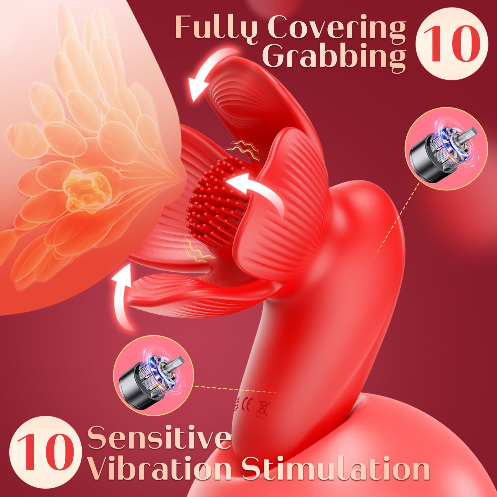 Rose Nipple Vibrator - 10 Vibration & 10 Sucking Modes, Unique Petal Design, Soft Silicone, Waterproof, USB Rechargeable, Ideal Adult Toy for Women