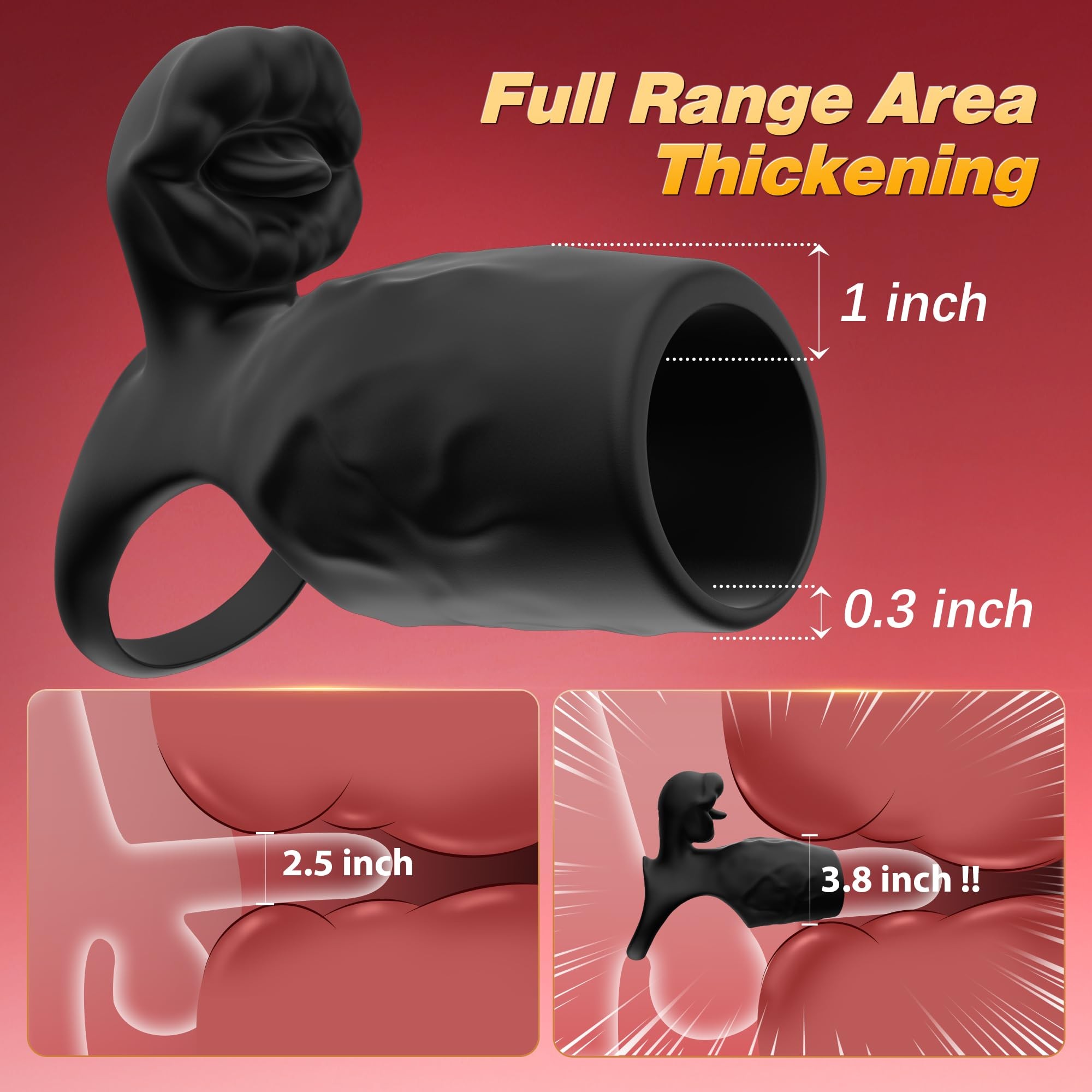 Vibrating Cock Ring & Penis Sleeve - Dual Motor Male Sex Toy for Couples | 360° Vibration with 9 Powerful Stimulation Modes | Ultimate Pleasure & Penis Extender