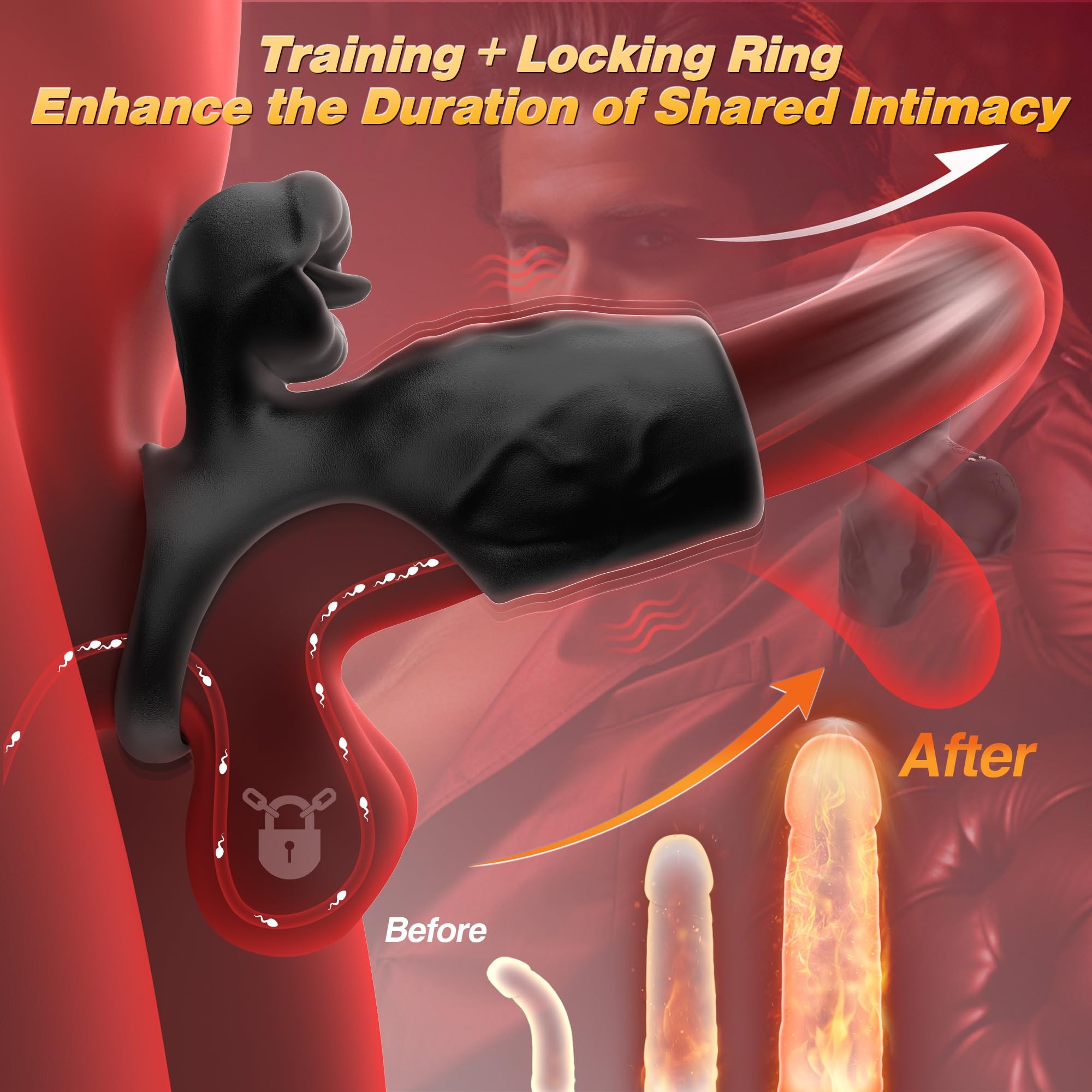 Vibrating Cock Ring & Penis Sleeve - Dual Motor Male Sex Toy for Couples | 360° Vibration with 9 Powerful Stimulation Modes | Ultimate Pleasure & Penis Extender