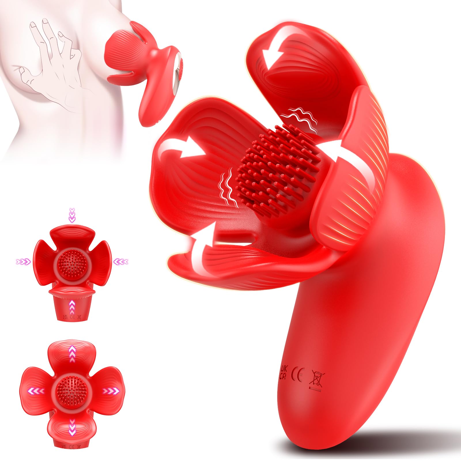 Rose Nipple Vibrator - 10 Vibration & 10 Sucking Modes, Unique Petal Design, Soft Silicone, Waterproof, USB Rechargeable, Ideal Adult Toy for Women