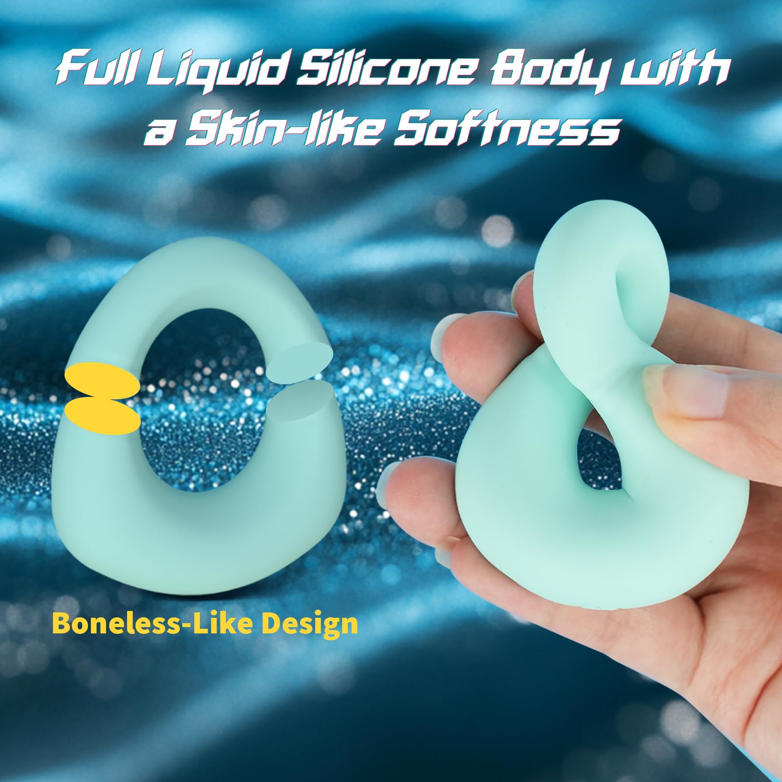 Ultra Soft Mint Green Liquid Silicone Vibrating Cock Ring - 009LB | 10 Powerful Vibration Modes | Flexible Design for Couples | Elevate Intimacy and Foreplay | Ideal Men's Pleasure Toy