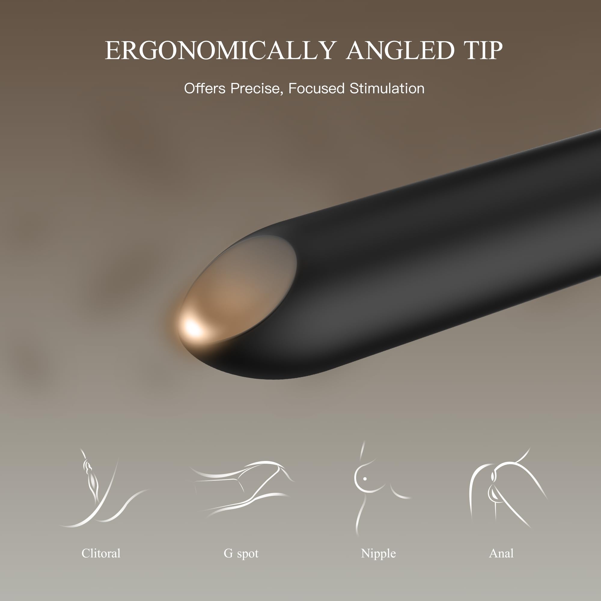 Rechargeable Precision Clitoral Stimulator Bullet Vibrator - Waterproof Lipstick-Style Design with 10 Powerful Settings for Sensitive Areas - Travel-Friendly Mini Vibe