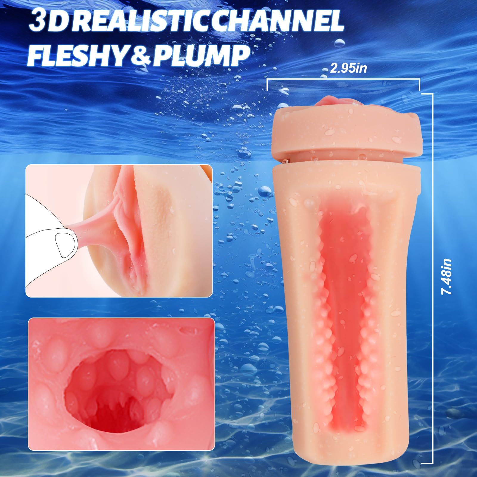 7.5-Inch Vibrating Male Masturbator - Realistic Deep Squeezable Fleshlight Pocket Pussies, Waterproof, USB Rechargeable, High-Quality TPE Material, Ultimate Male Sex Toy Experienc