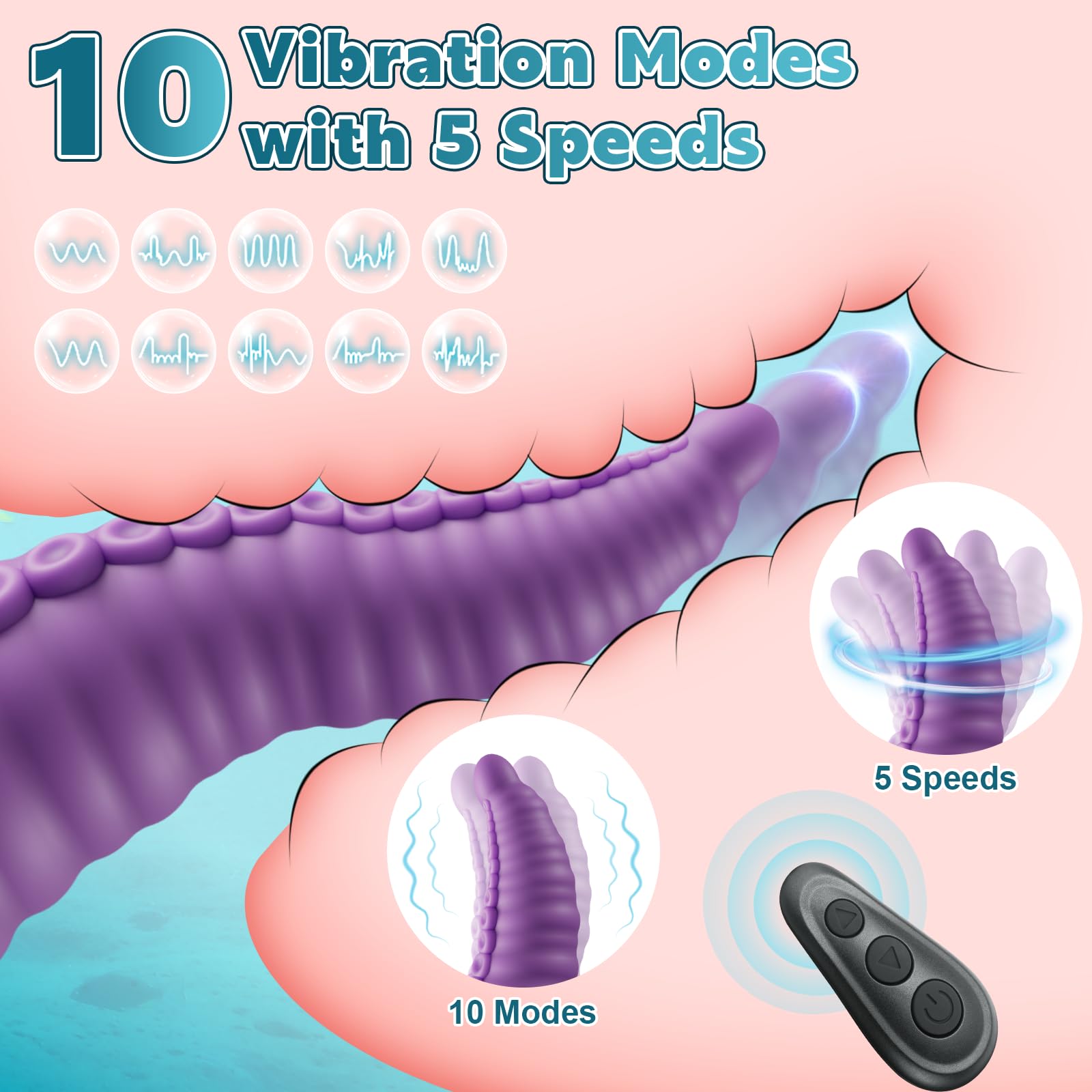 Monster Tentacle Dildo - Fantasy Silicone Dildo with 10 Vibrating Modes, Strong Suction Cup, Waterproof & USB Rechargeable - Premium Adult Sex Toy for Women