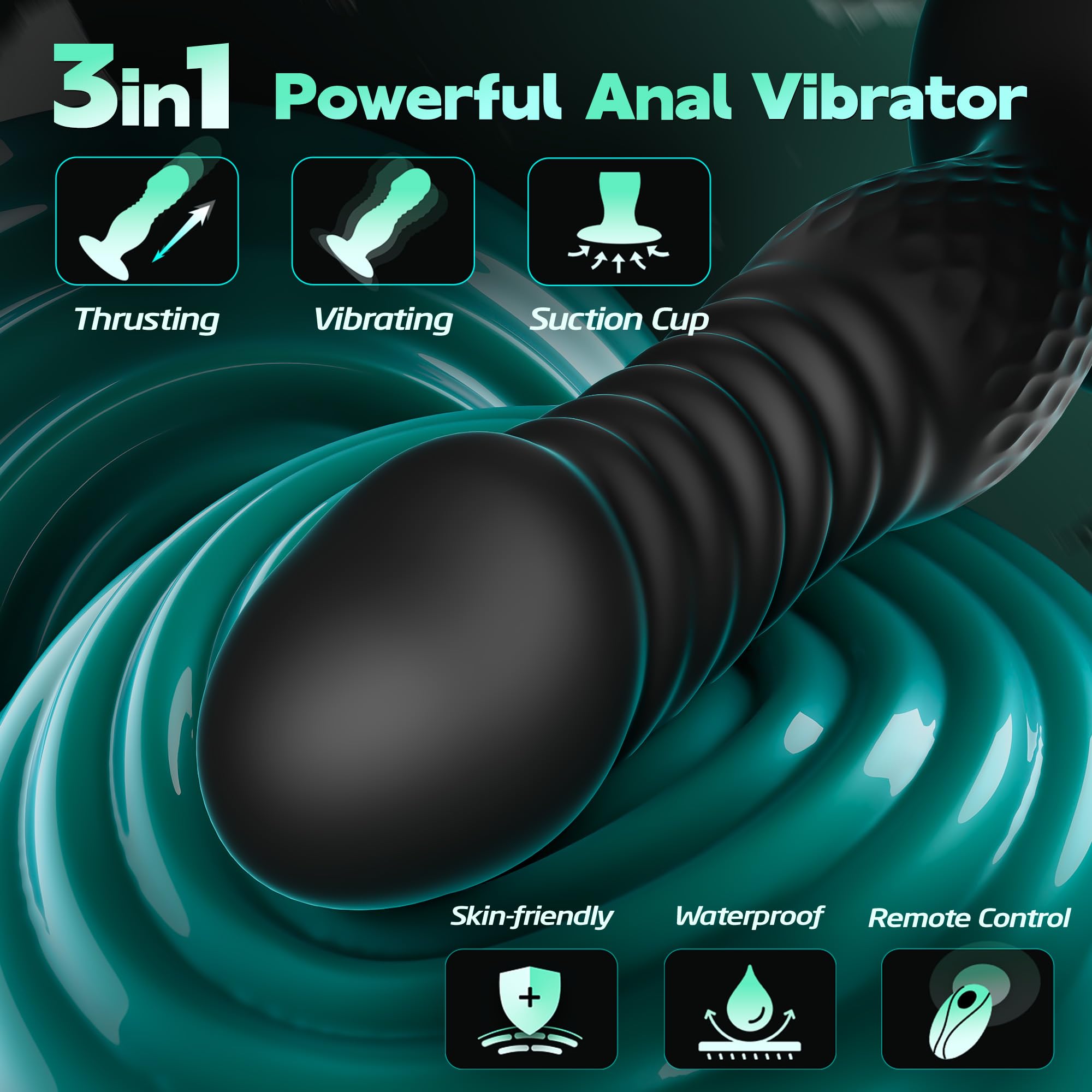 Rechargeable Waterproof Prostate Massager & Remote Control Vibrating Anal Plug - Powerful G-Spot Stimulator for Men, Couples & Women - Thrusting Design for Ultimate Anal Pleasure