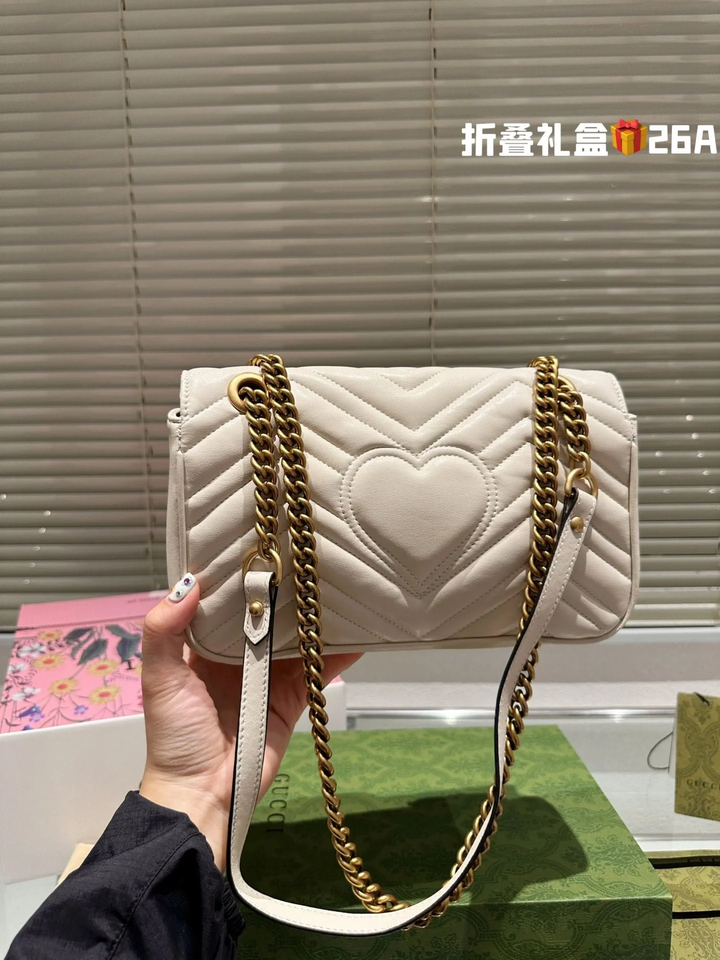 GUCCI / GG marmont cowhide cream white size: 26*14m - LITELUX
