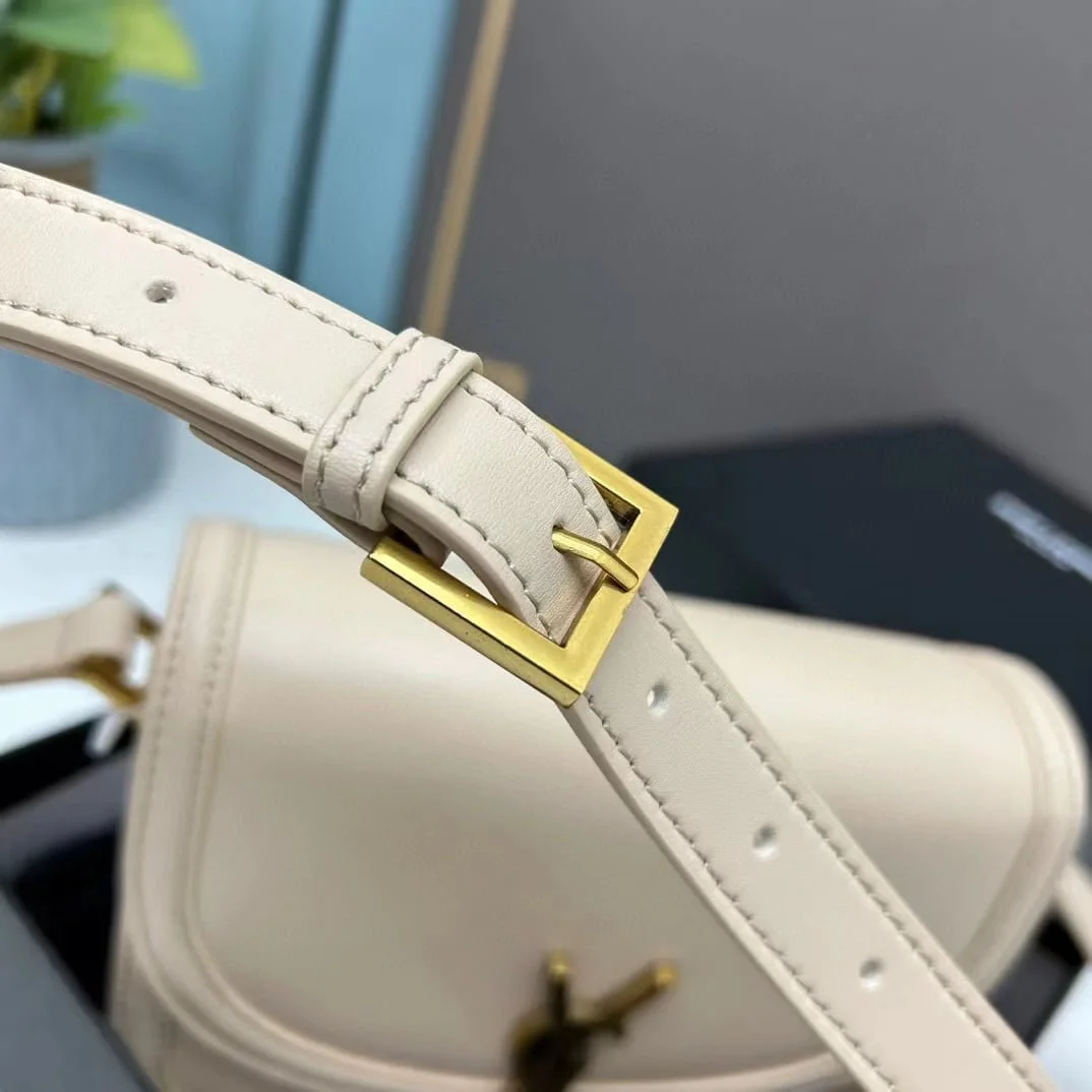 YSL saddle cowhide leather shoulder bag 0233 apricot size: 19*16*6cm - LITELUX