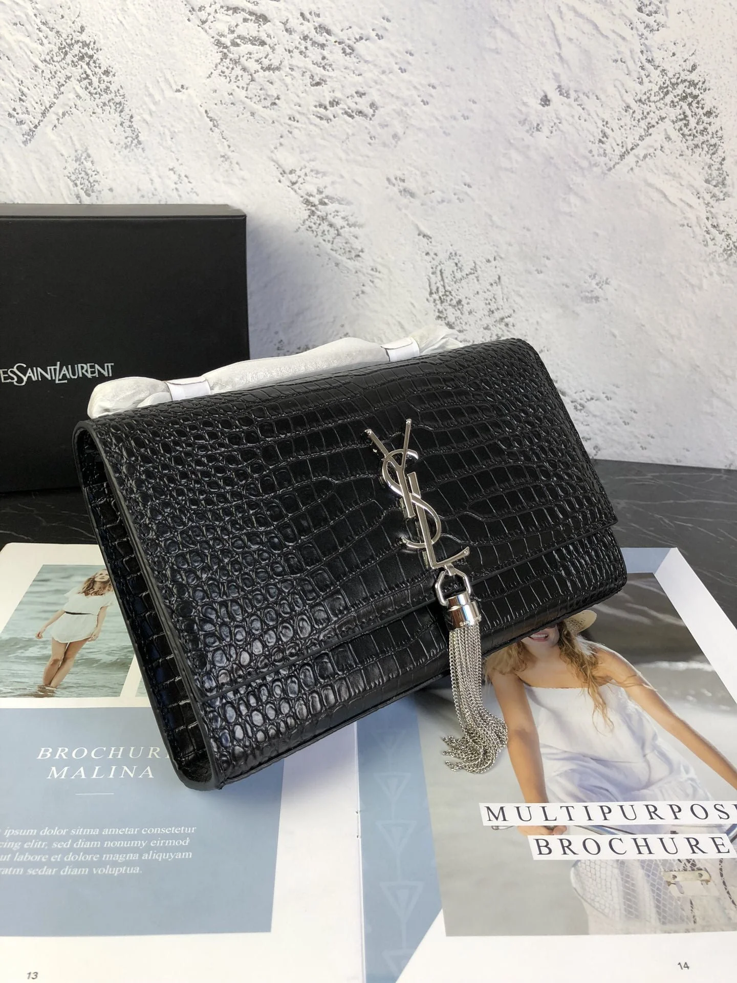YSL SAINT LAURENT SLP with sliver hardware size24/15/6cm - LITELUX