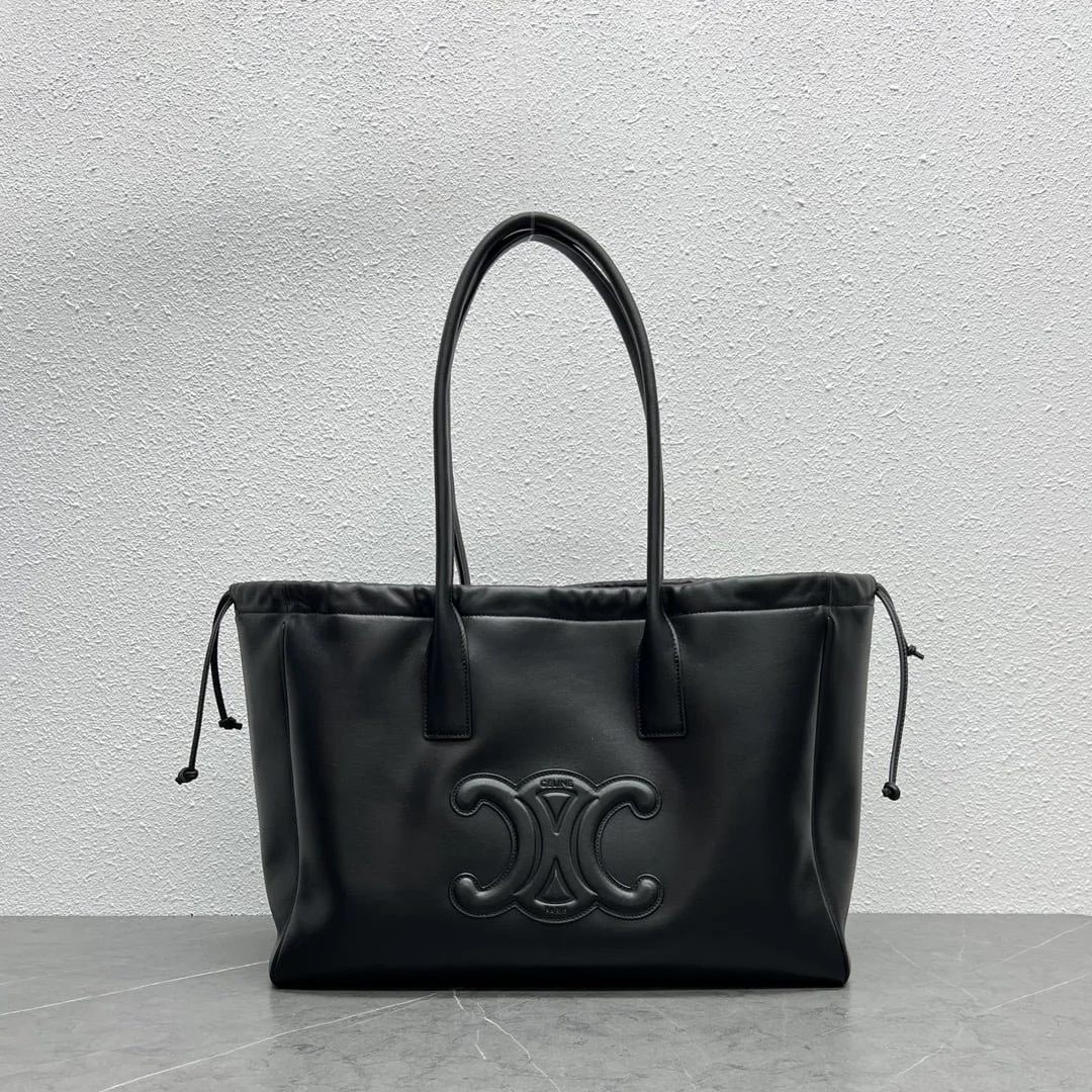 CELINE CABAS TRIOMPHE Draw the rope Tote Bag Shoulder bag Black Size: 44 * 28 * 18cm - LITELUX