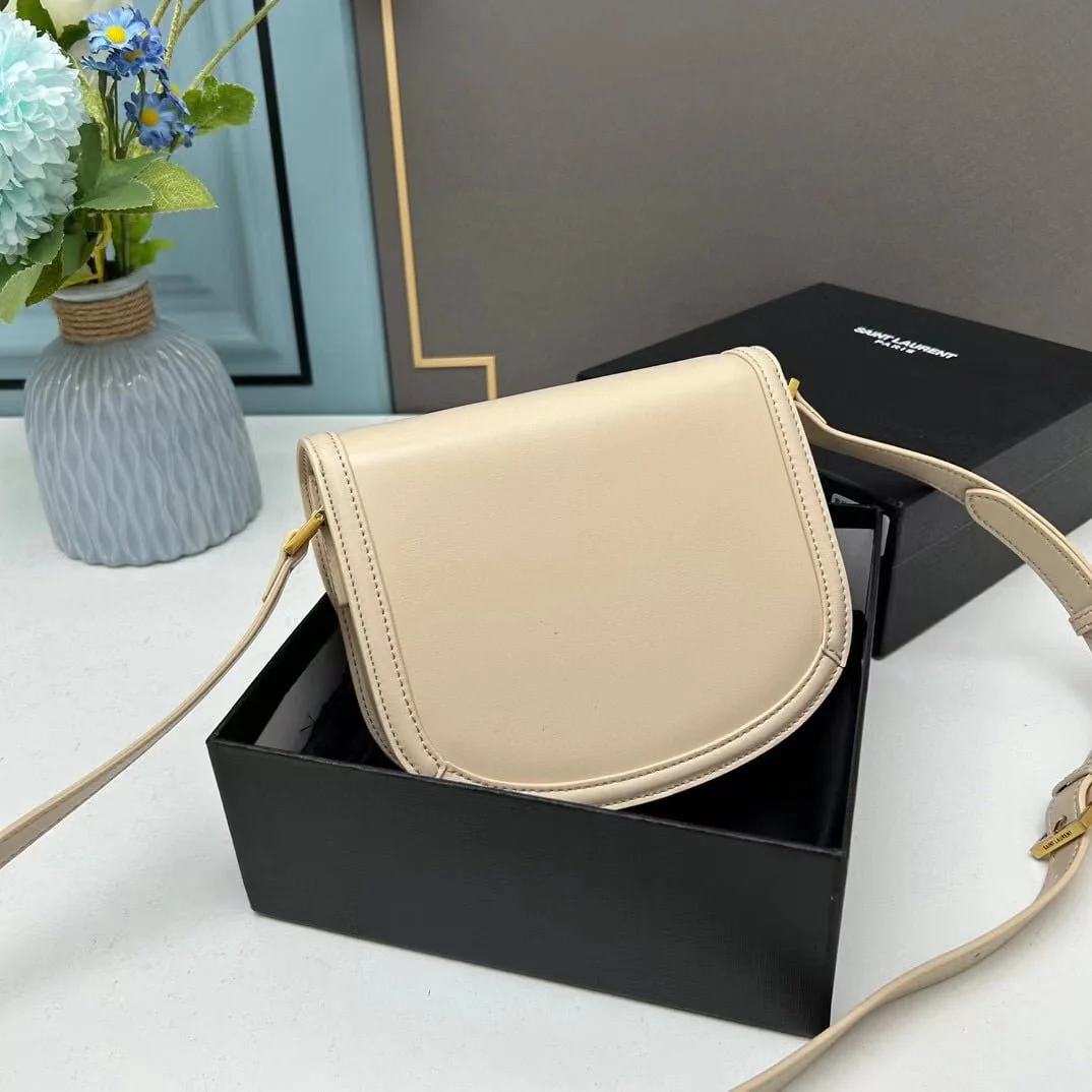 YSL saddle cowhide leather shoulder bag 0233 apricot size: 19*16*6cm - LITELUX