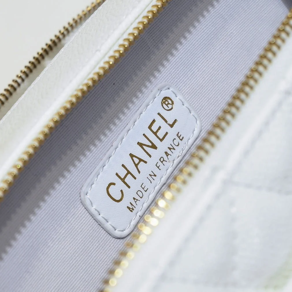 Chanel Caviar alphabet Camera chain crossbody White handle bag - LITELUX