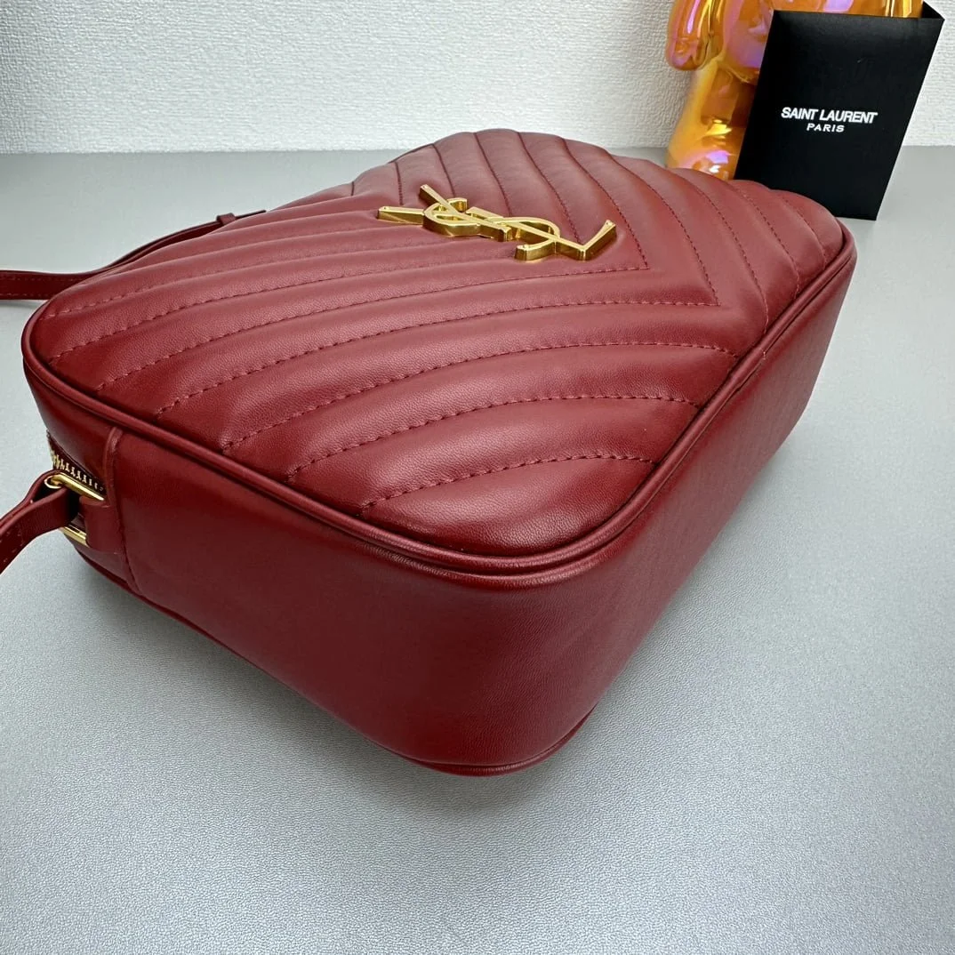 YSL MONOGRAM SAINT LAURENT LOU quilted leather camera bag red with gold hardware 520534 size: 23*16*6CM - LITELUX