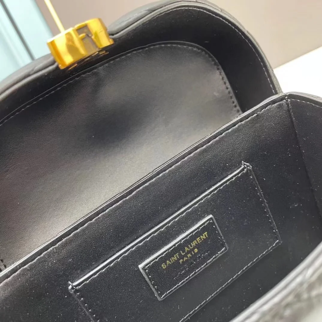 YSL JUNE Quilted sheep leather box bag with gold hardware 710080 size: 19 *15 *8cm - LITELUX