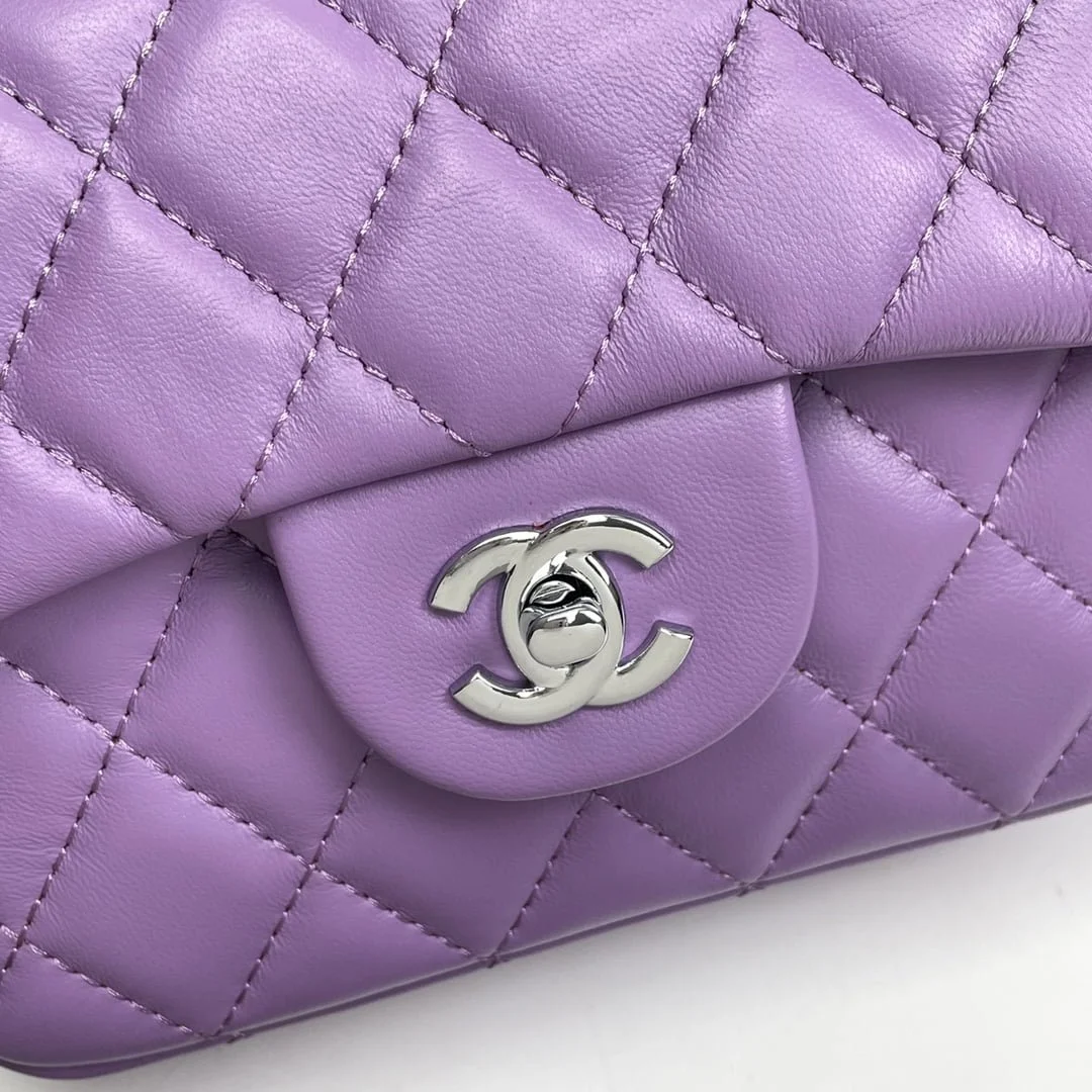 Chanel cf Square Fat 1115 sheepskin leather purple size: 18*14*7cm - LITELUX