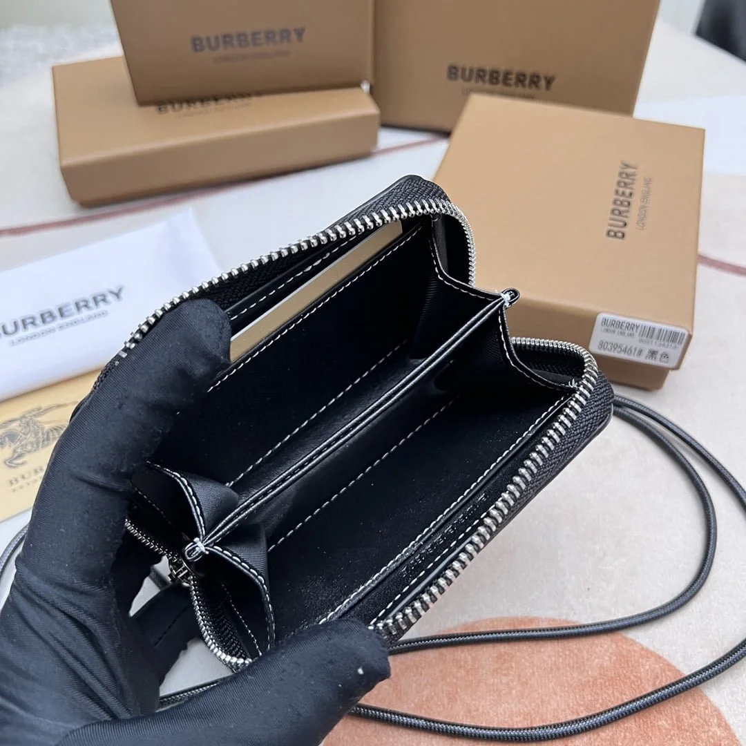 Burberry Logo-printed leather zipper money clip wallet size: 11 * 8.5cm - LITELUX