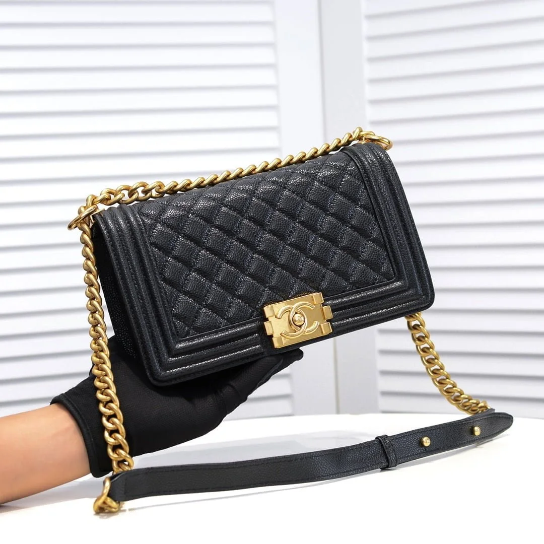 Chanel Cowhide caviar with gold hardware size: 25*15*9cm - LITELUX