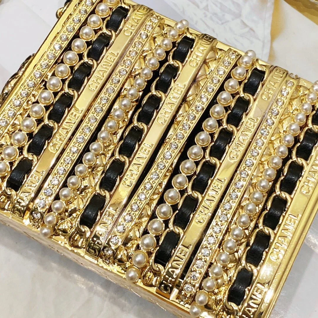 chanel22k dinner bag gold Pearl string size: 11*9*4.5cm - LITELUX