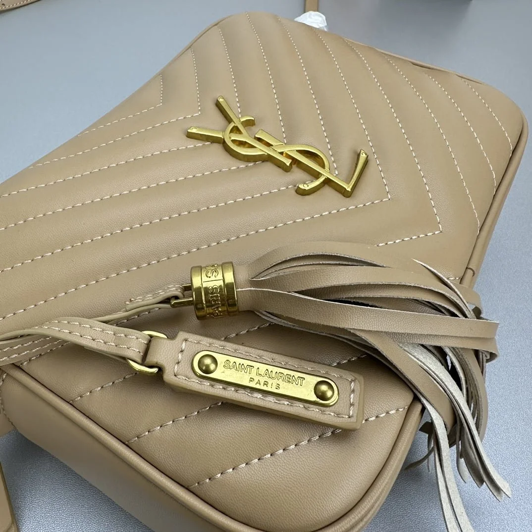 YSL MONOGRAM SAINT LAURENT LOU quilted leather camera bag khaki with gold hardware 520534 size: 23*16*6CM - LITELUX