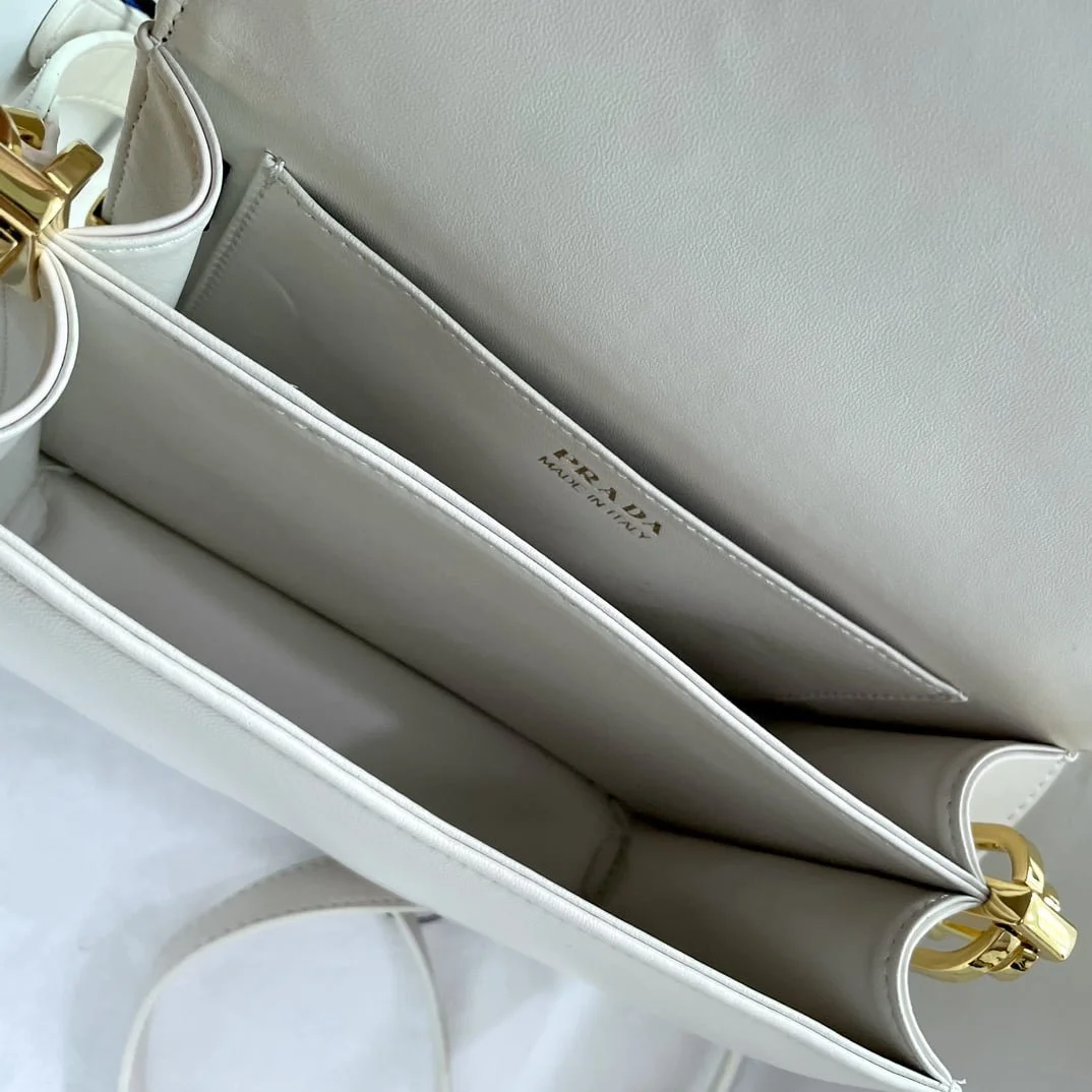 Prada Belgian calfskin shoulder bag white 1BD048 size: 20*14*8CM - LITELUX