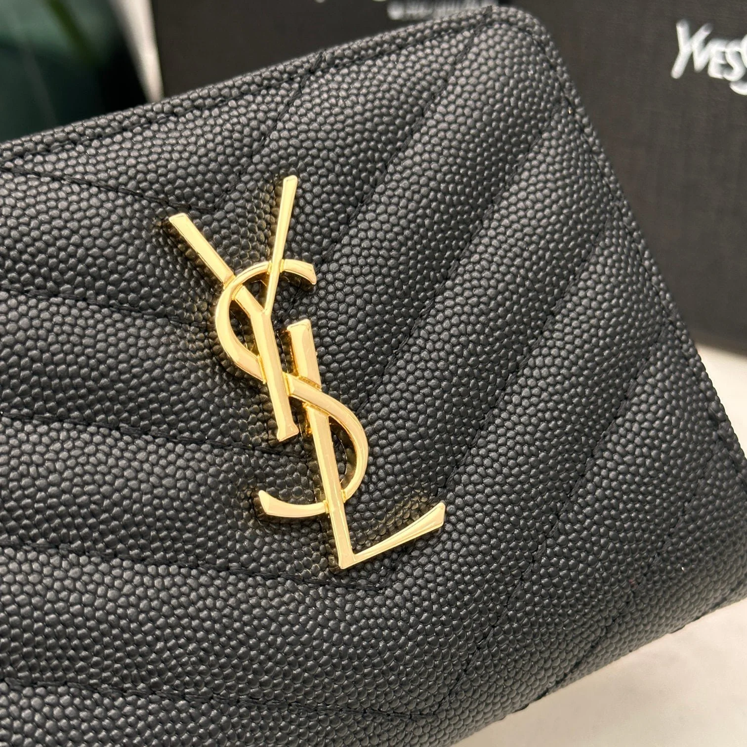 YSL Kat caviar Short round zip wallet 1890 black size: 12*10*3CM - LITELUX