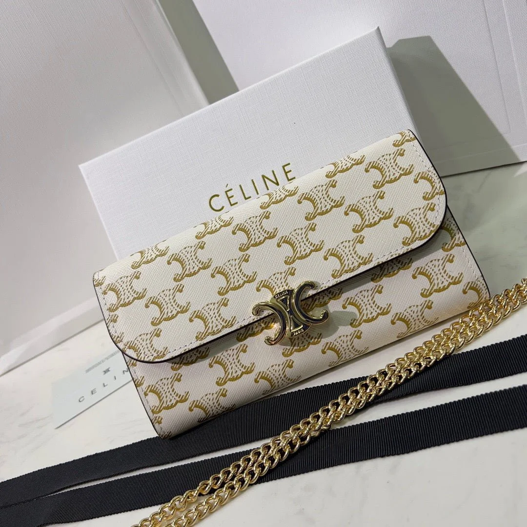 CELINE Presbyopia pattern white Chain bag 621663 Size:19*10.5*3.5cm - LITELUX