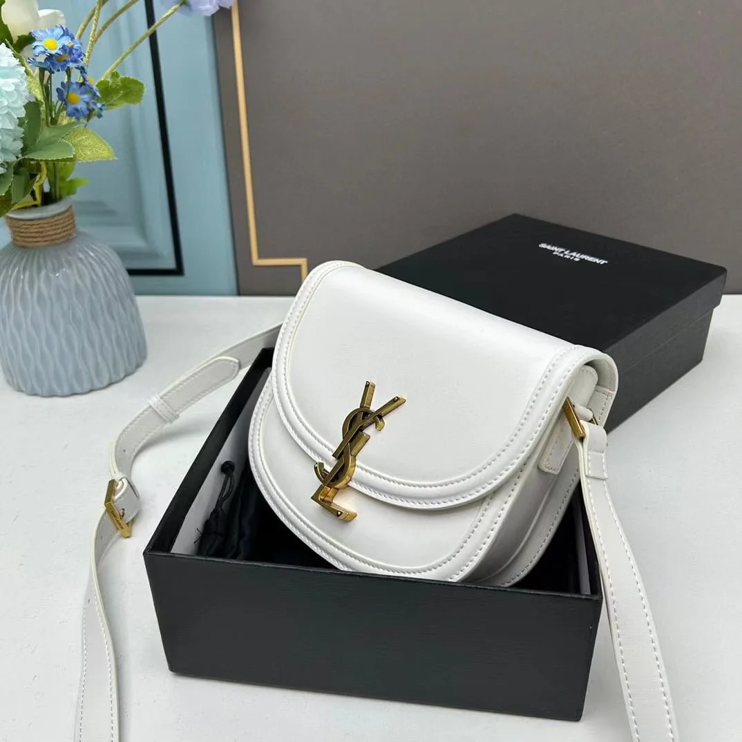 YSL saddle cowhide leather shoulder bag 0233 white size: 19*16*6cm - LITELUX