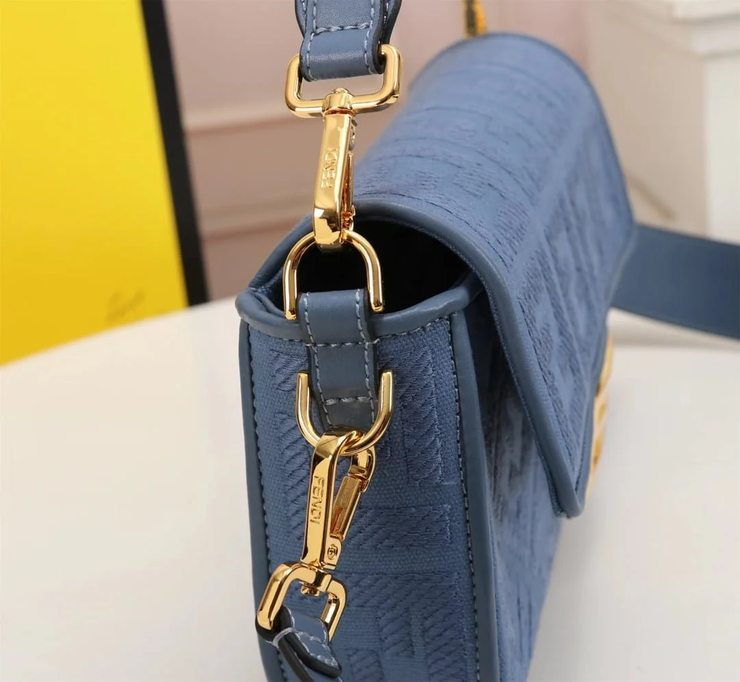 FENDI Baguette F embroidery Light Blue shoulderbag F2029 Size: 26*5*15CM - LITELUX
