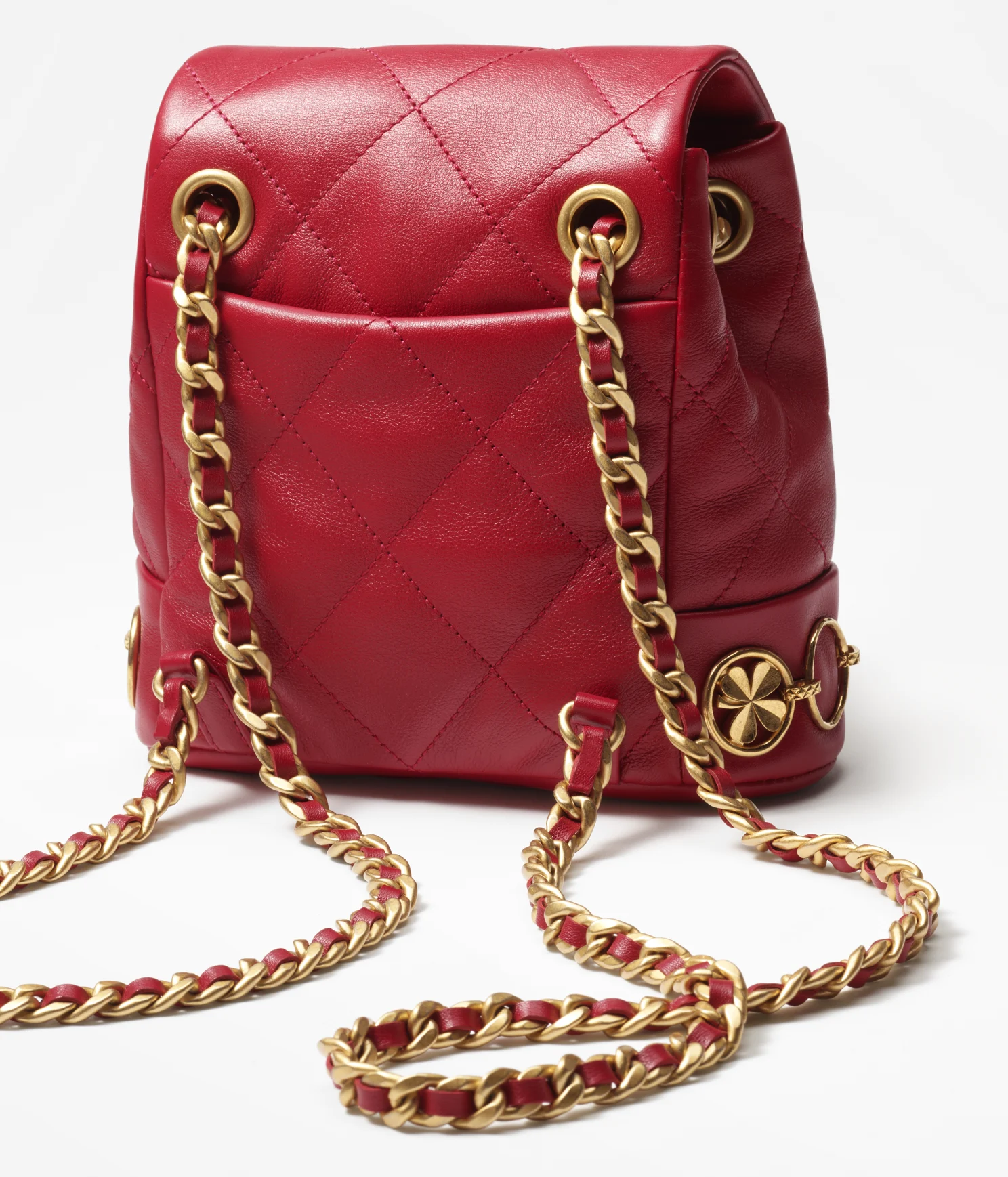 CHANEL / SMALL BACKPACK Calfskin & Gold-Tone Metal Red Ref.  AS4275 B13658 NQ339 - LITELUX